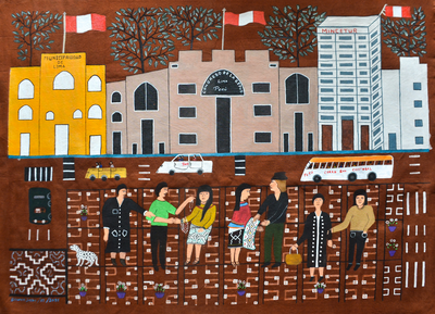 Shipibas vendiendo artesanías en Lima [Shipibas vendendo artesanato em Lima]