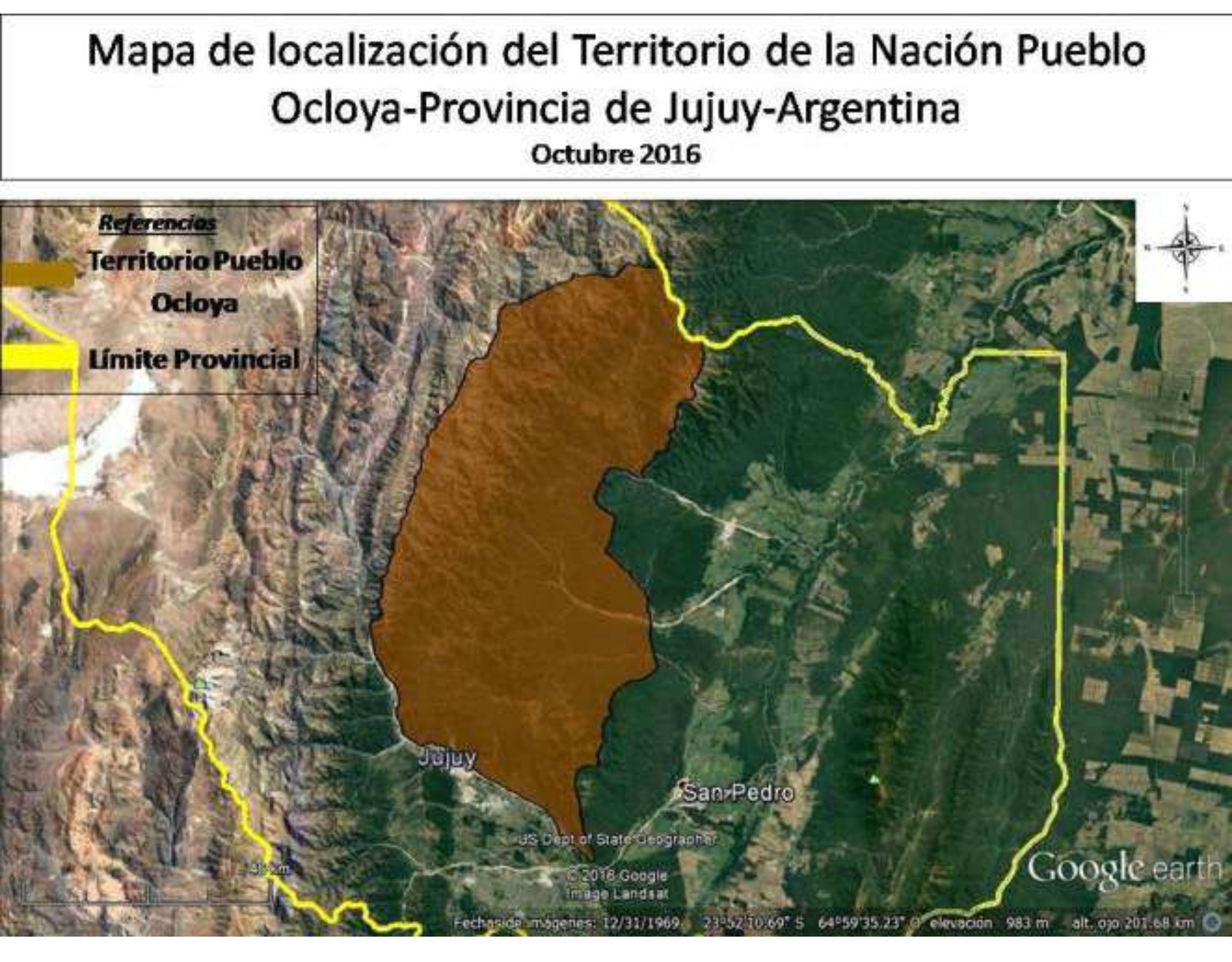 Mapa de localización del Territorio de la Nación Pueblo Ocloya-Provincia de Jujuy-Argentina