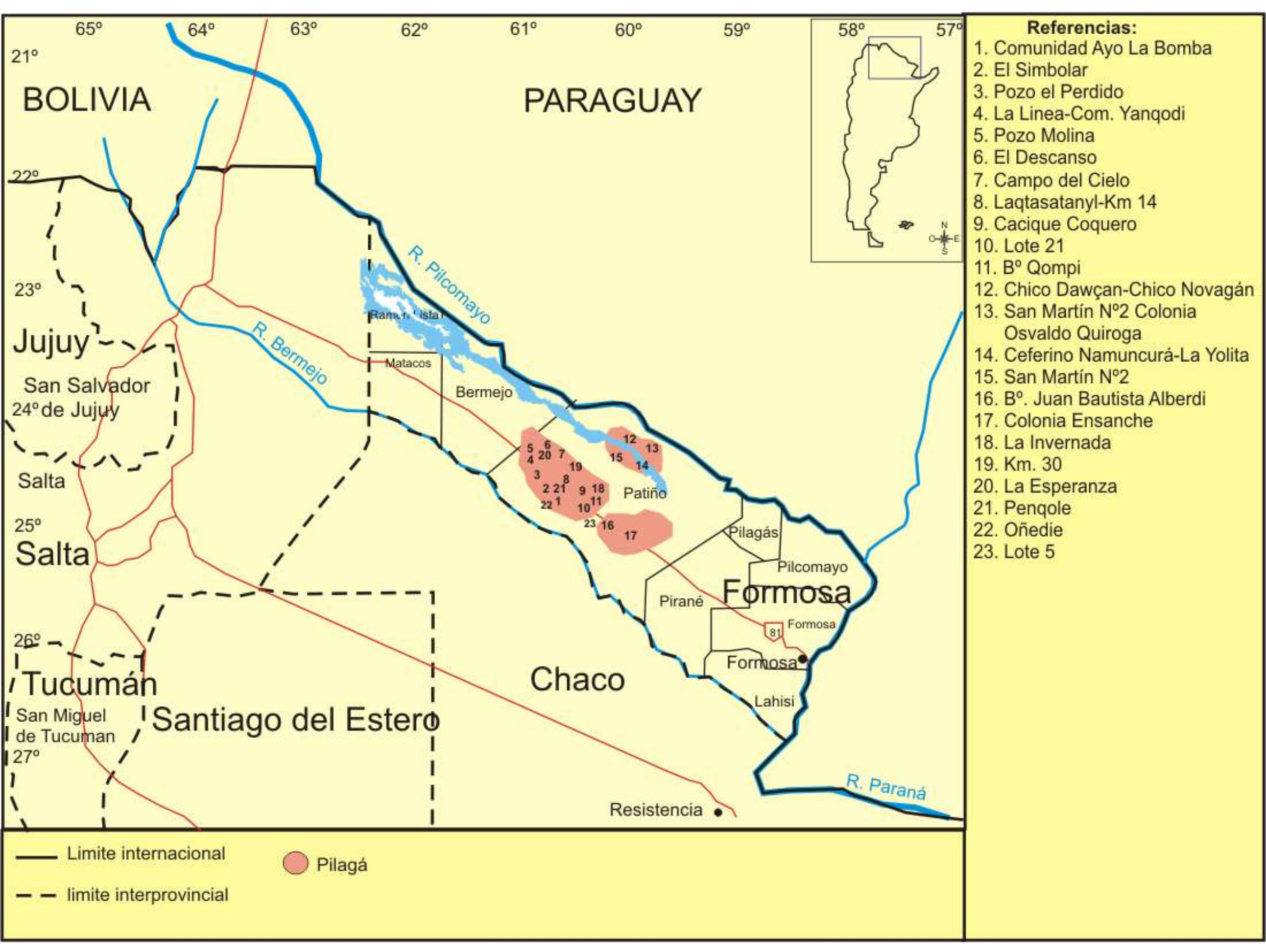 Lengua Pilagá - Ubicación geográfica