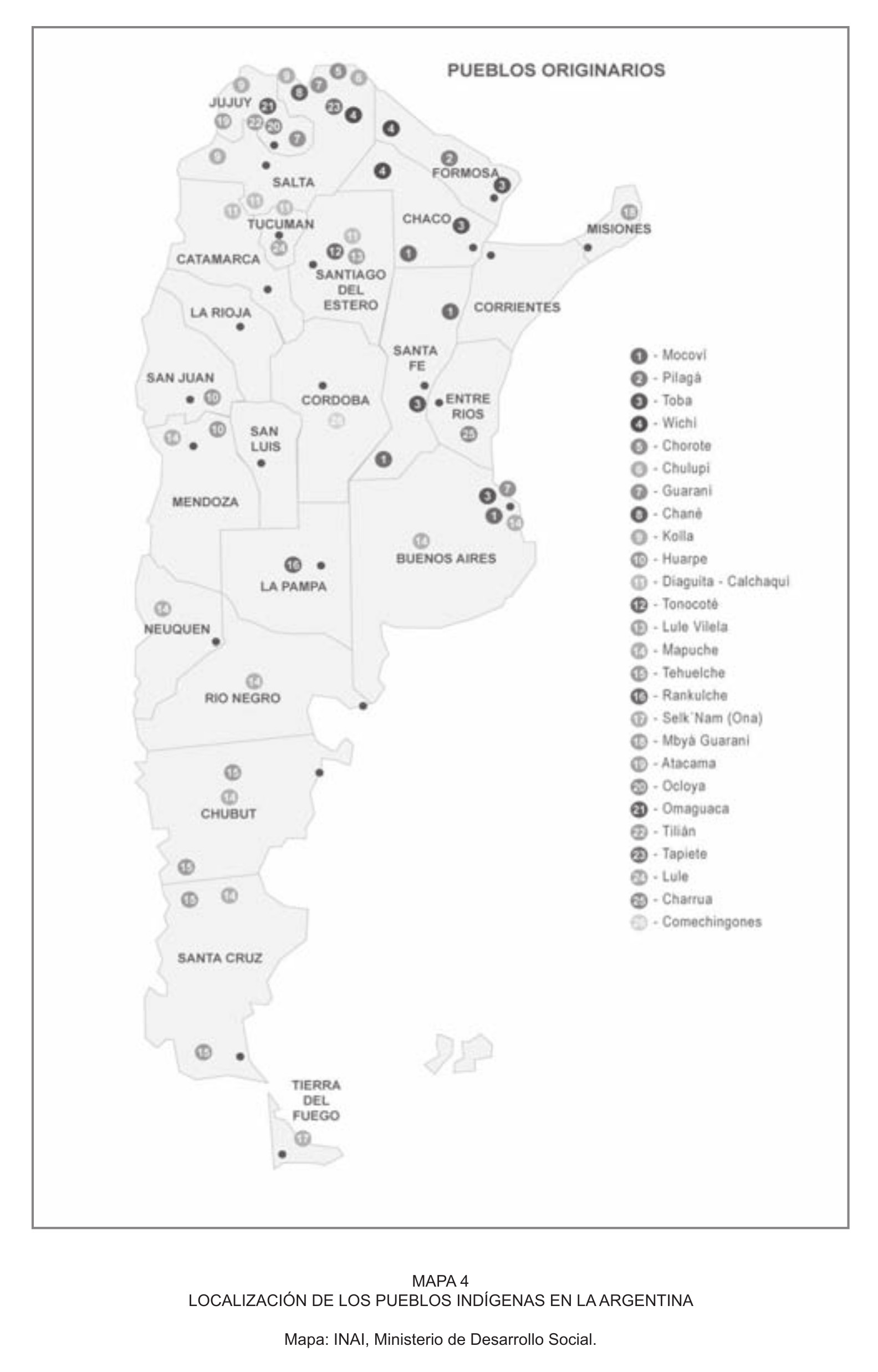 LOCALIZACIÓN DE LOS PUEBLOS INDÍGENAS EN LA ARGENTINA