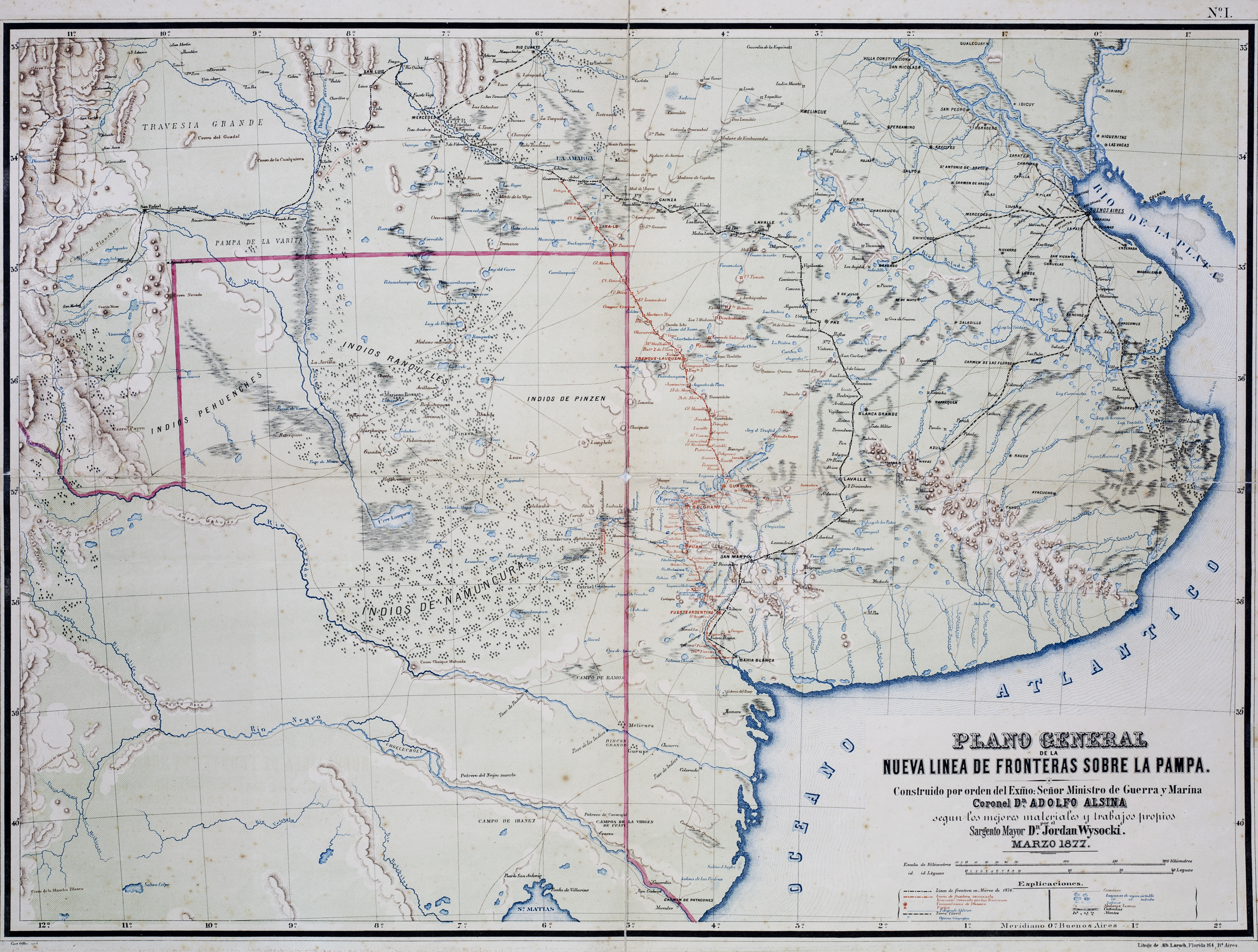 Plano General de las Nuevas Fronteras sobre La Pampa.