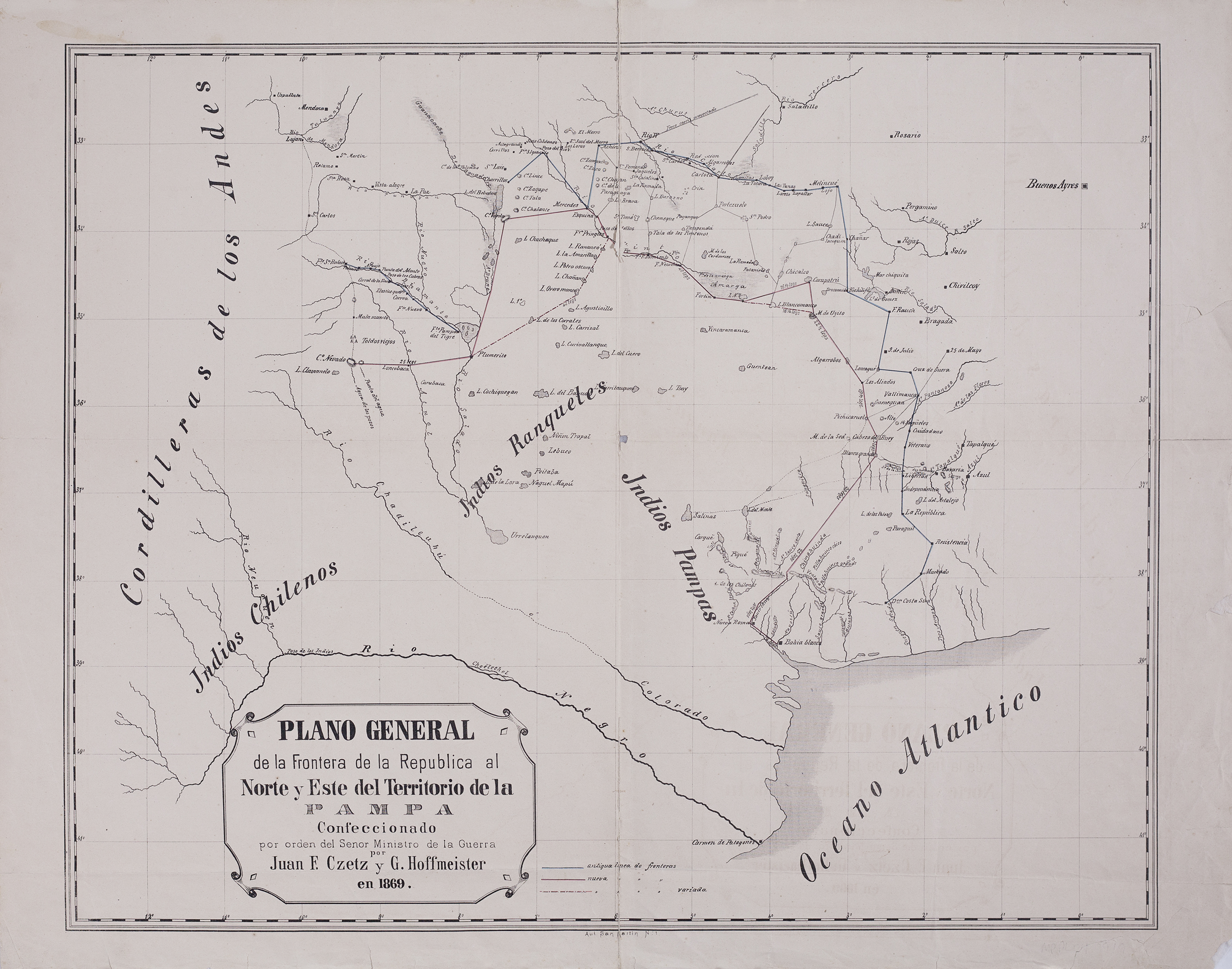 Plano general de la frontera de la República al norte y este del territorio de la Pampa.