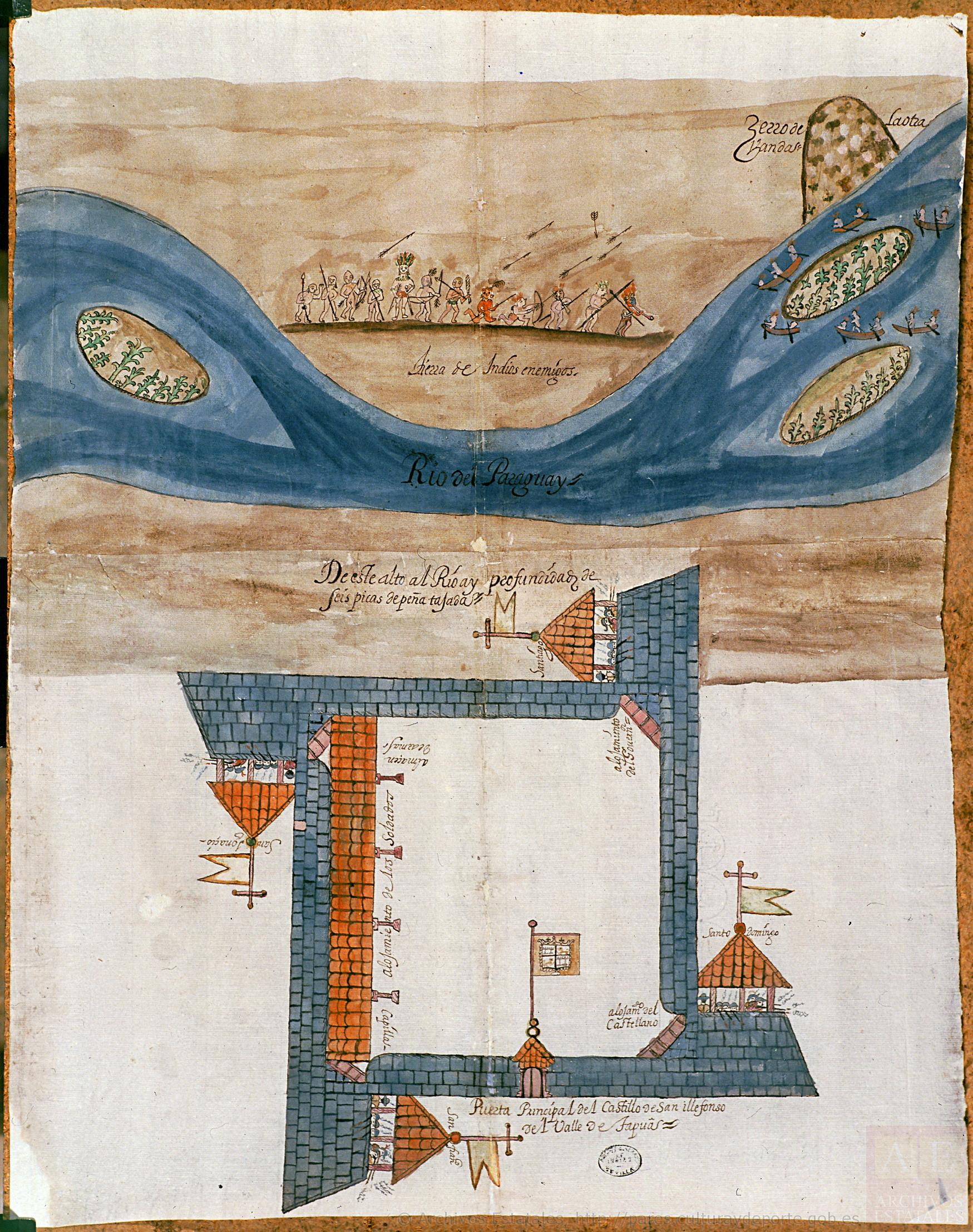 Plano del castillo de San Ildefonso, a orillas del río Paraguay