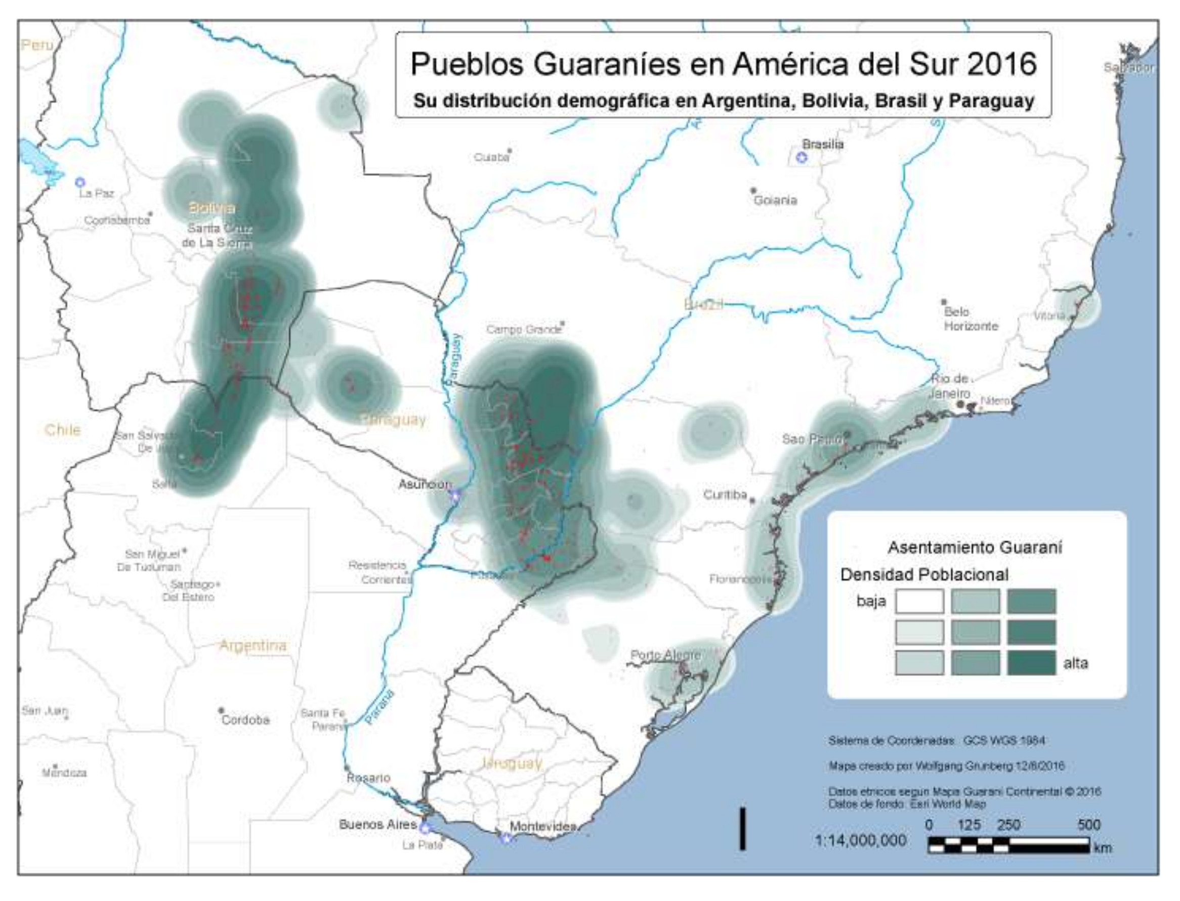 Guaraní en Argentina 2016, Pueblos Guaraníes en América del Sur 2016