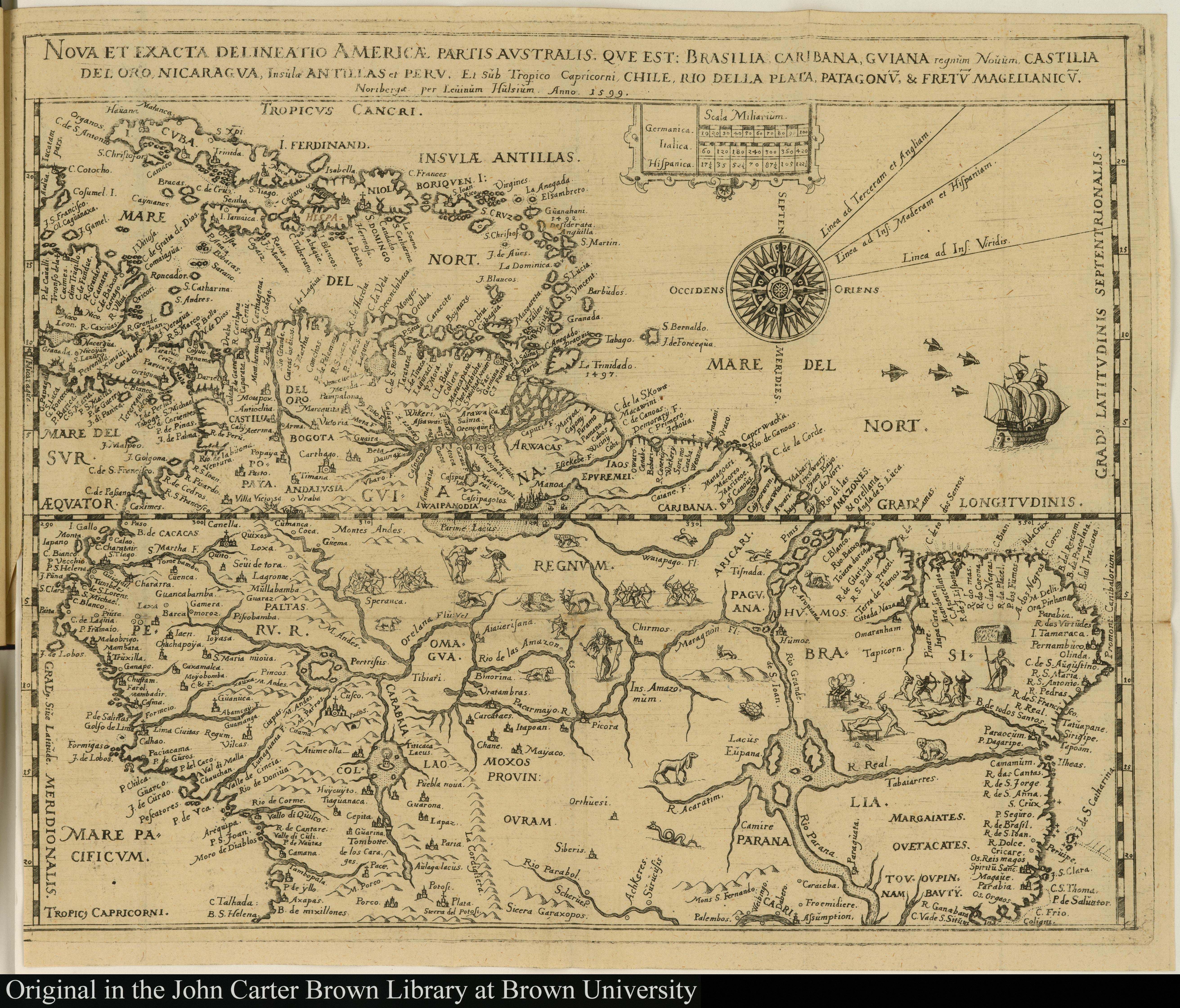 Nova et exacta delineatio Americae partis australis que est: Brasilia, Caribana, Guiana regnum Novum...