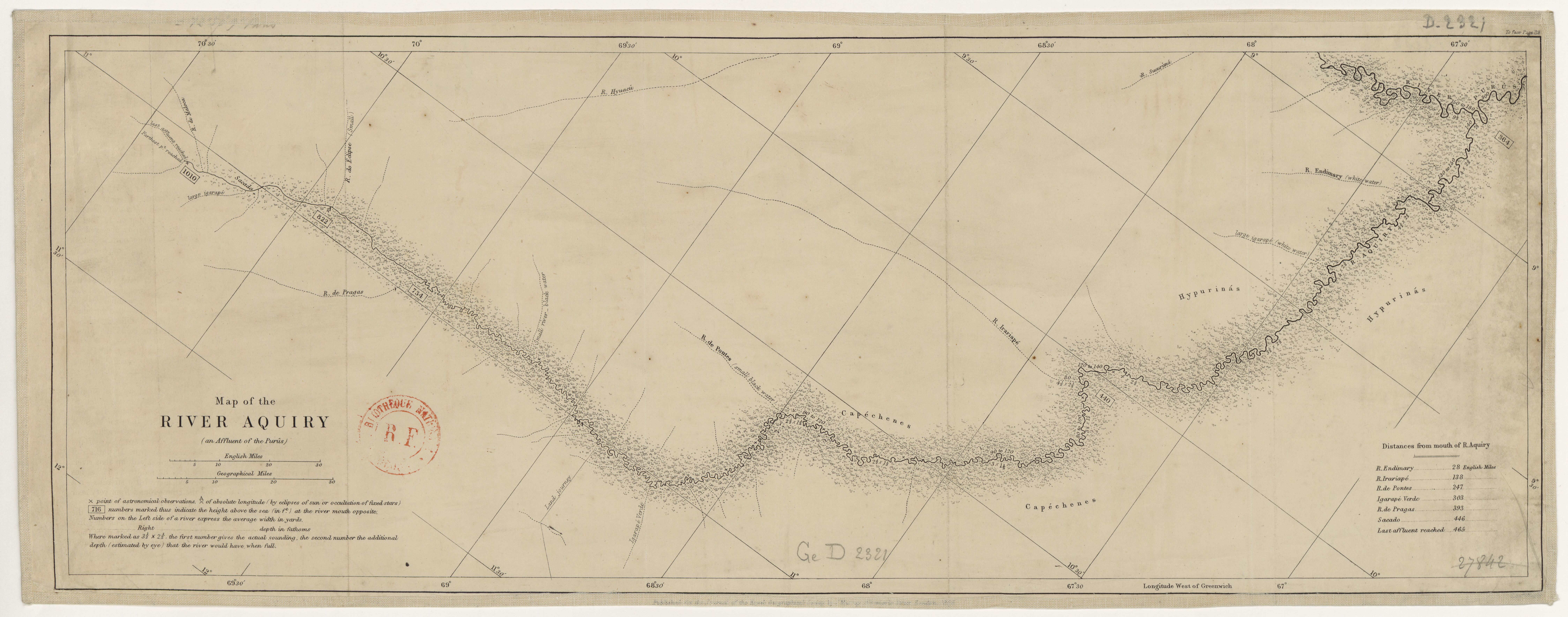 Map of the RIVER AQUIRY (an Affluent of the Purûs)