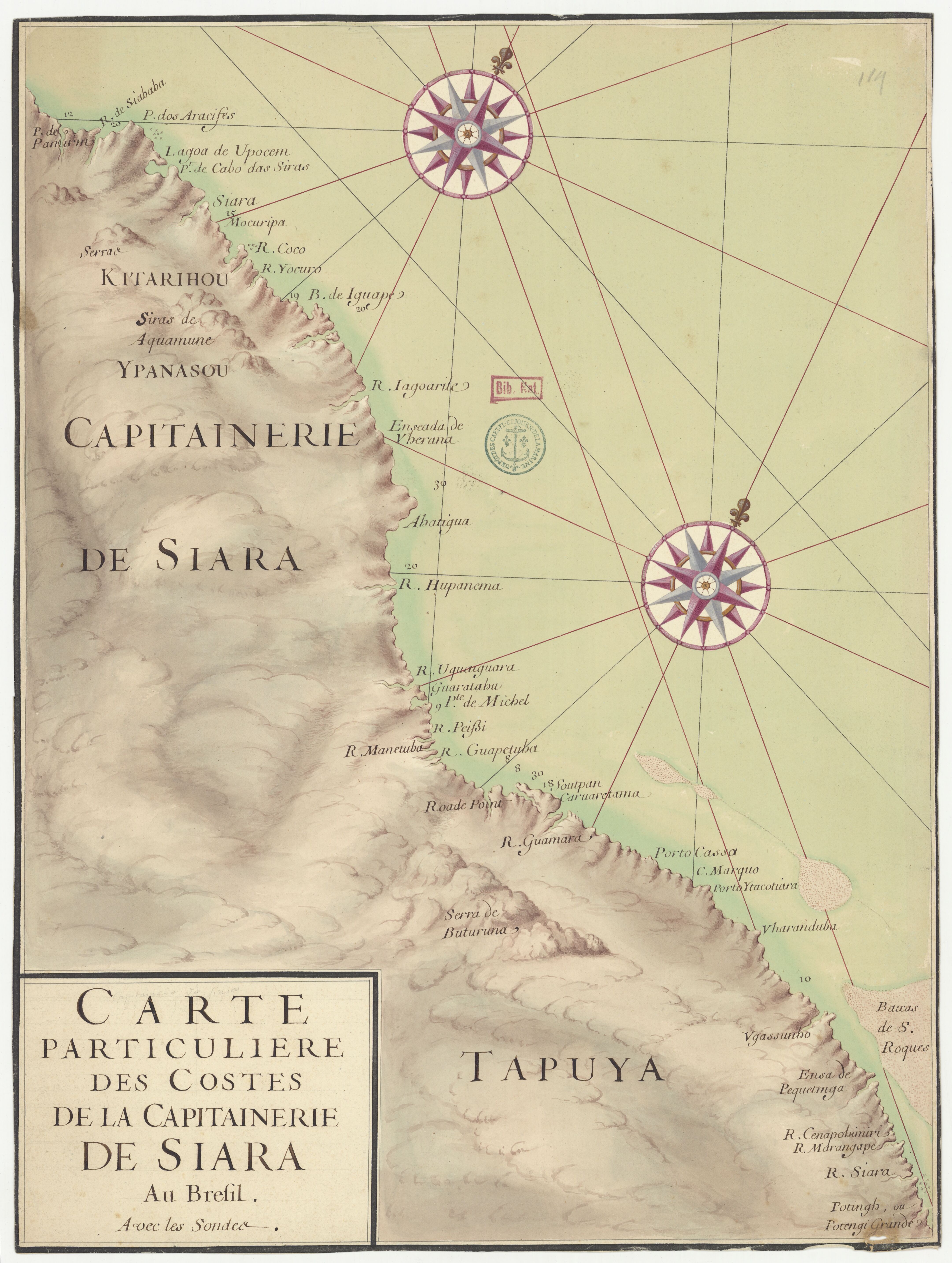 Carte particulière des costes de la Capitainerie de Siara au Brésil