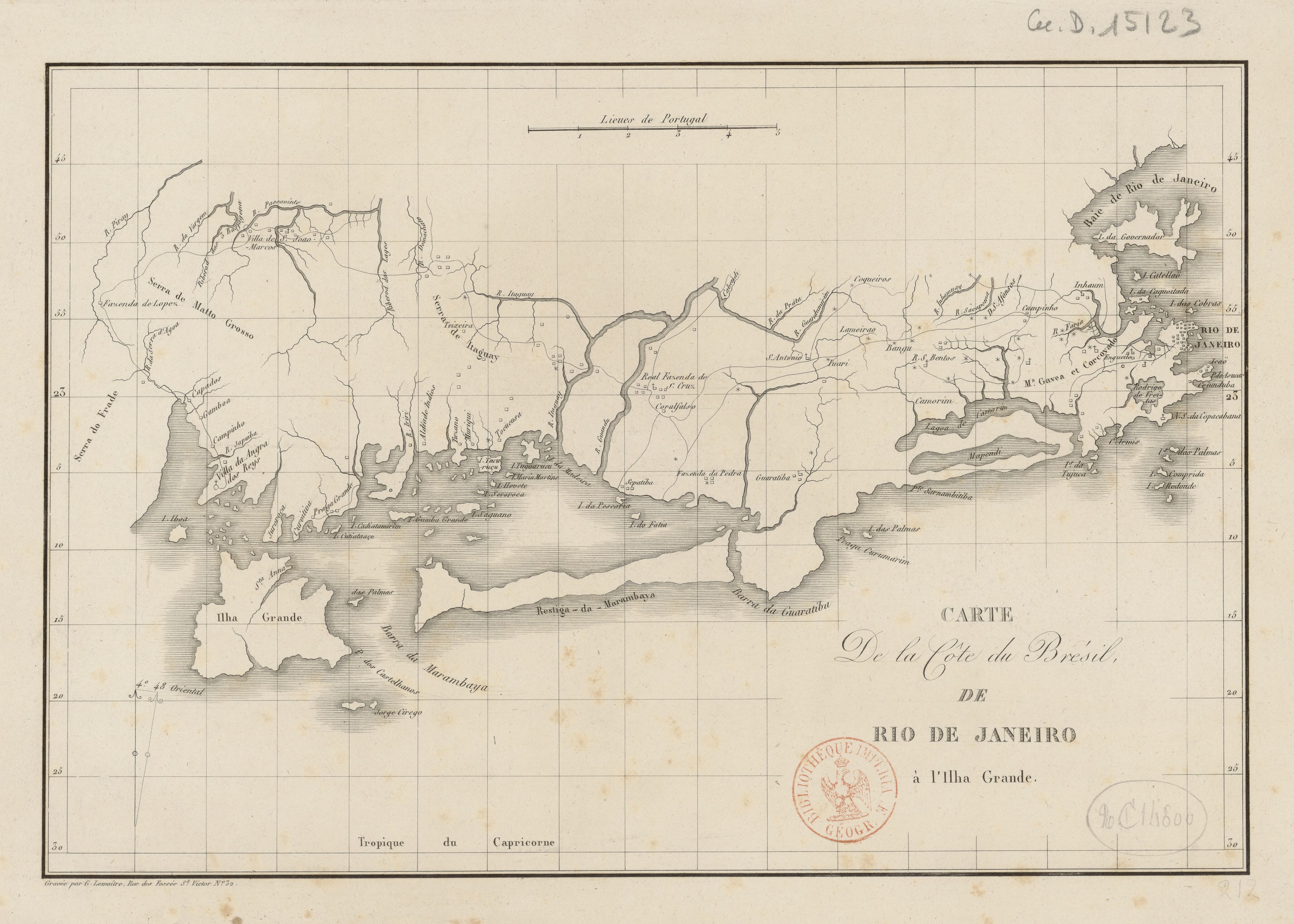 CARTE de la Côte du Brésil DE RIO DE JANEIRO à l'Ihla Grande