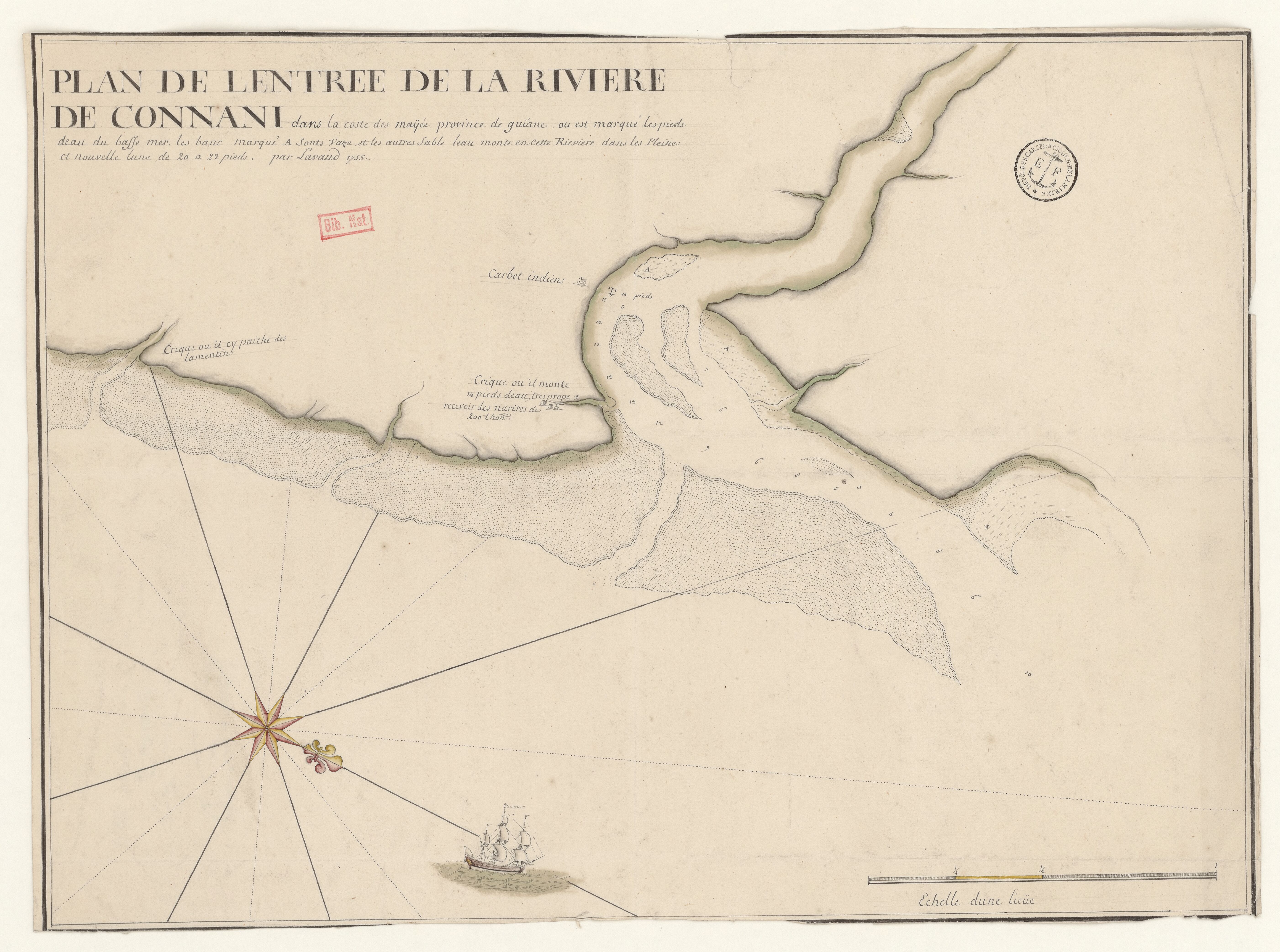 PLAN DE L'ENTREE DE LA RIVIERE DE CONNANI dans la coste des maÿée province de guiàne