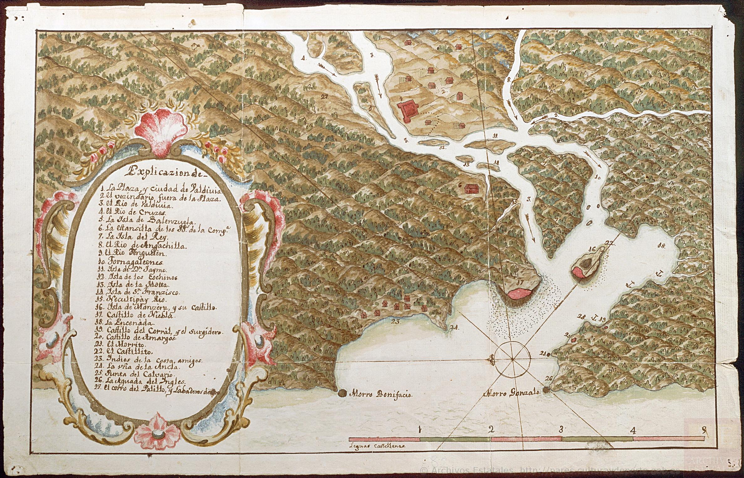 Mapa de la Ciudad de Valdivia y territorios de sus cercanías