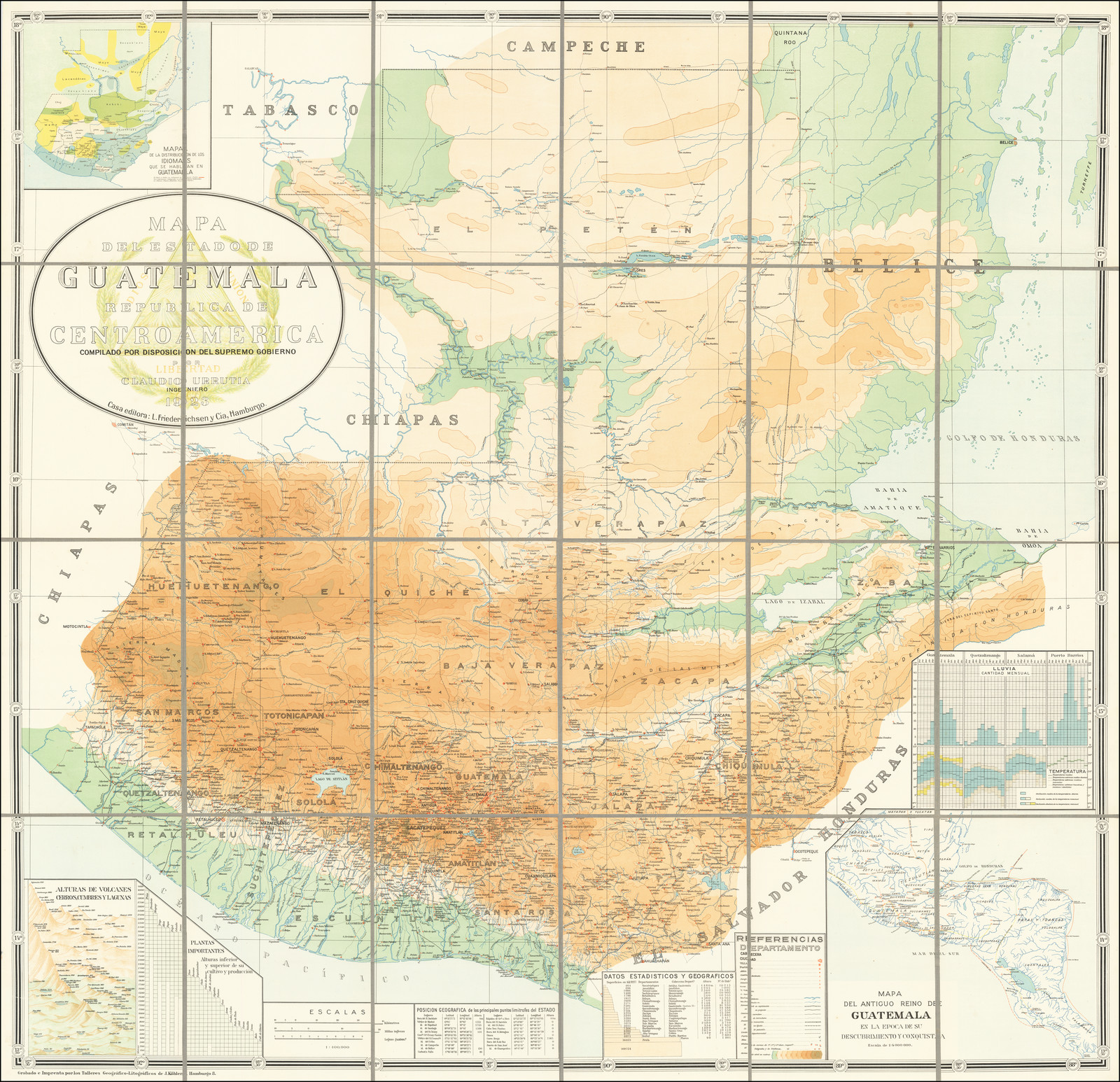 MAPA DEL ANTIGUO REINO DE GUATEMALA EN LA EPOCA DE SU DESCUBRIMIENTO Y CONQUISTA