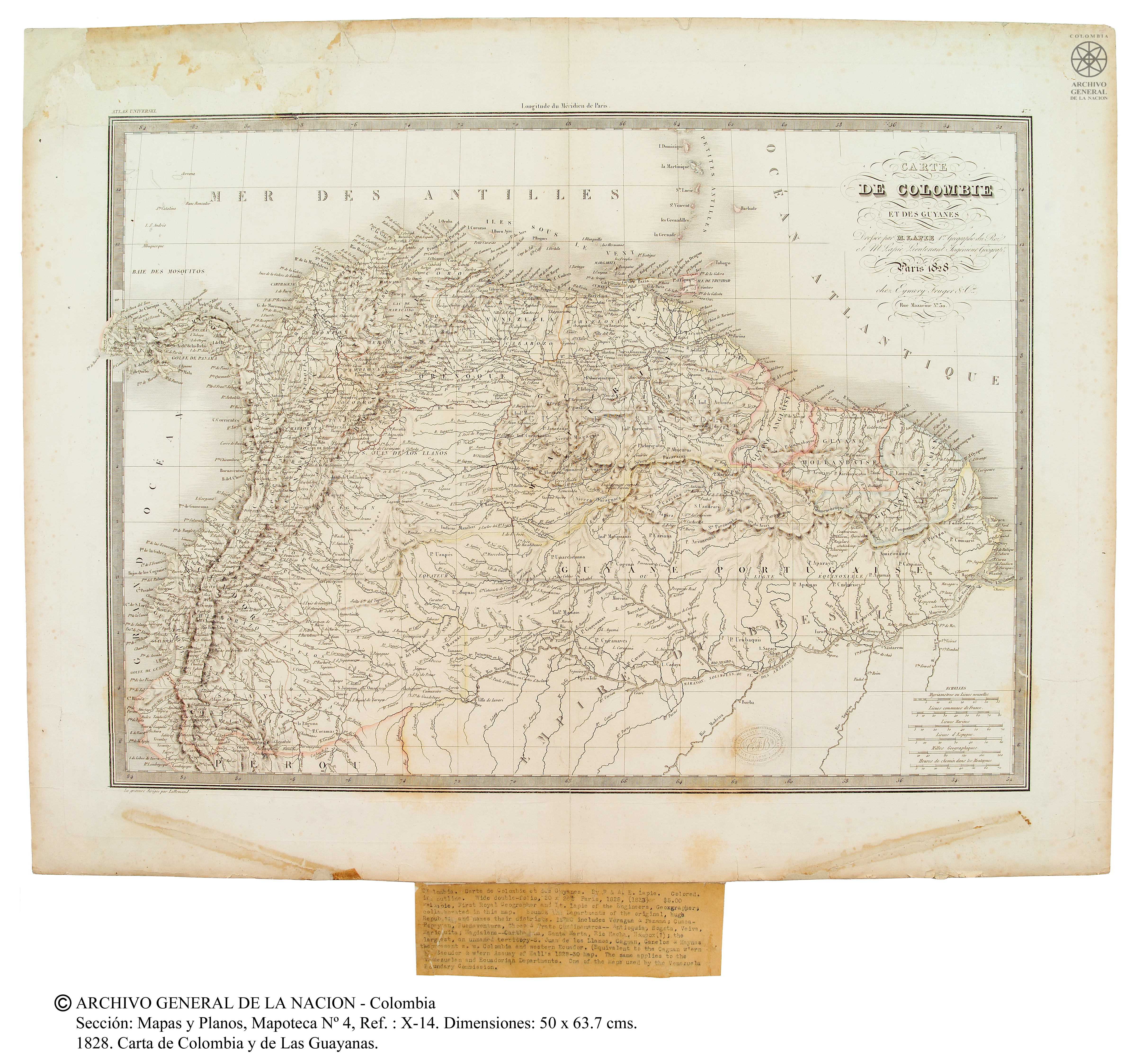 Carte de Colombie et des Guyanes