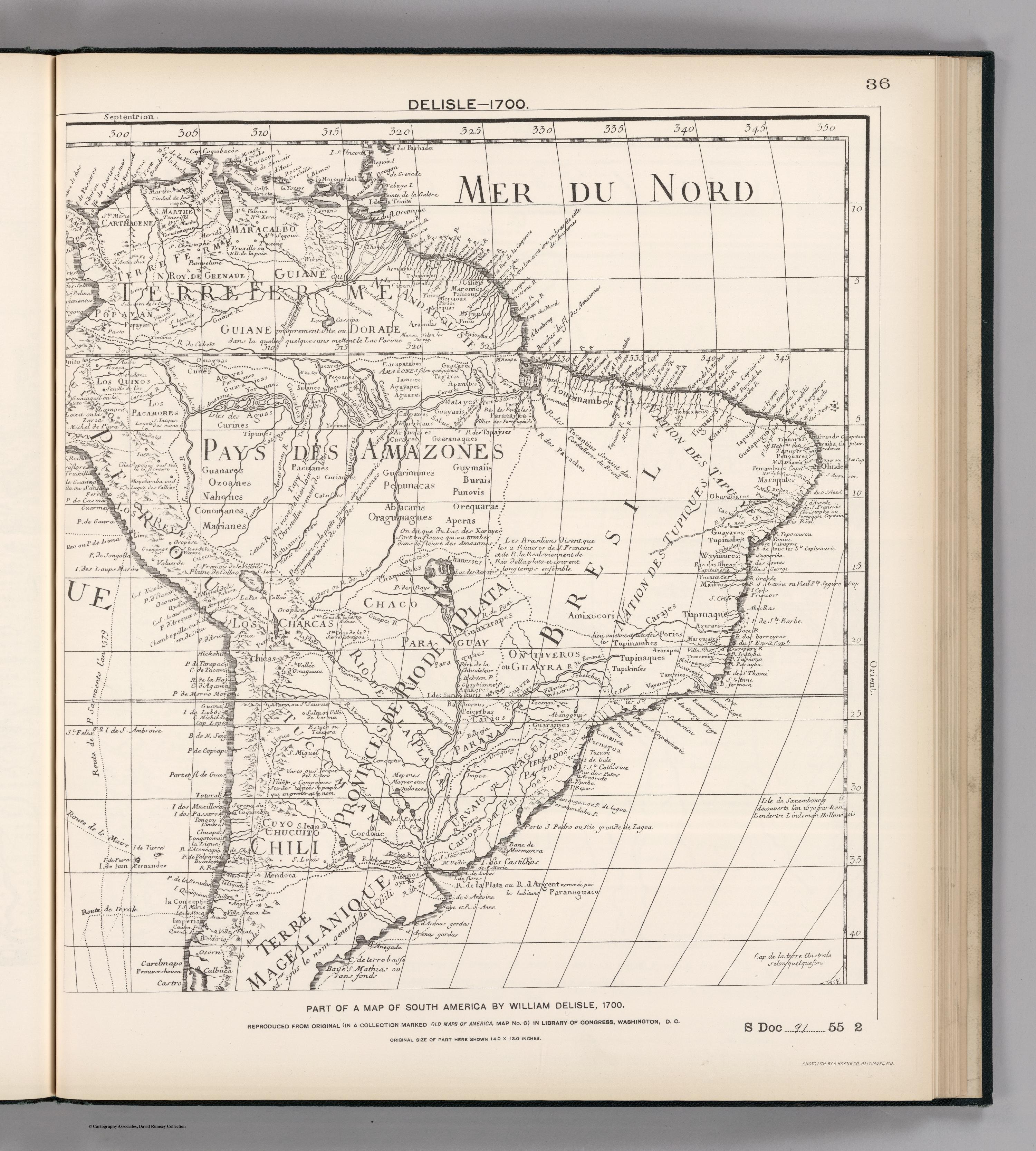 FACSIMILE: PART OF SOUTH AMERICA BY DELISLE