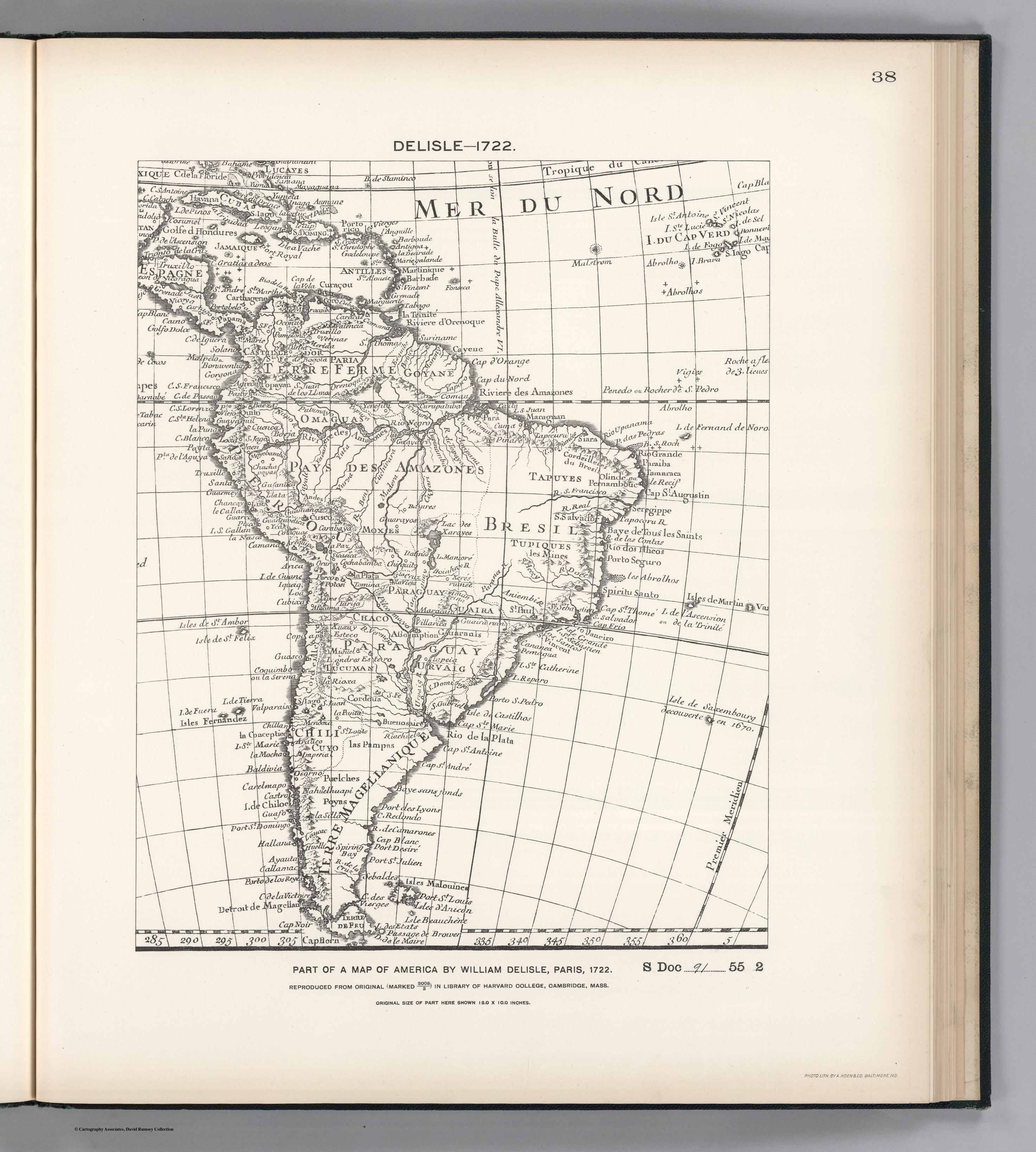 FACSIMILE PART OF AMERICA BY DELISLE