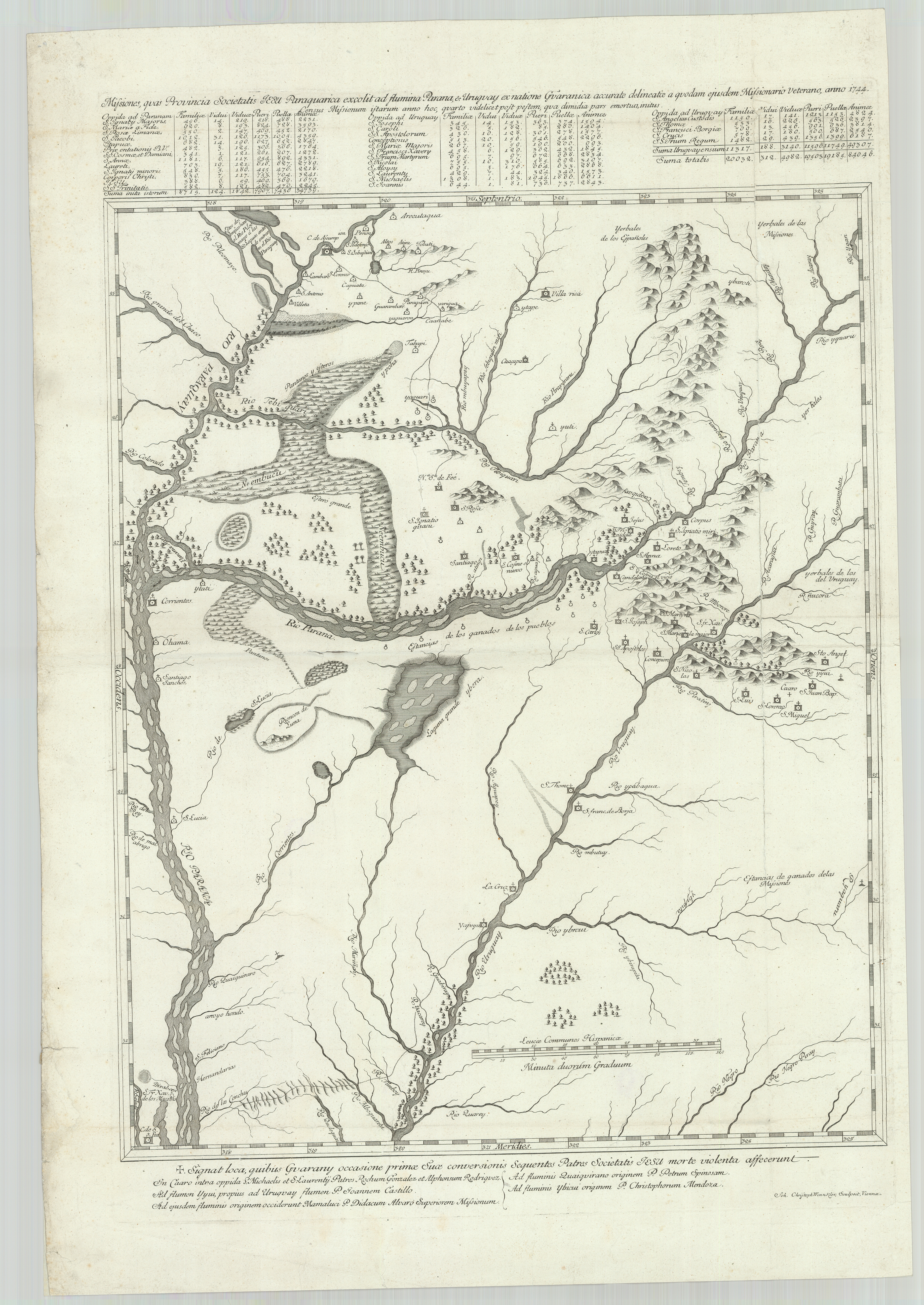 Missiones;quas Provincia Societatis Jesu Paraquarica excolit ad flumina Parana et Urugvay ex natione Guaranica accurate delineatice a quodam ejusdem Missionario Veterano;anno 1744