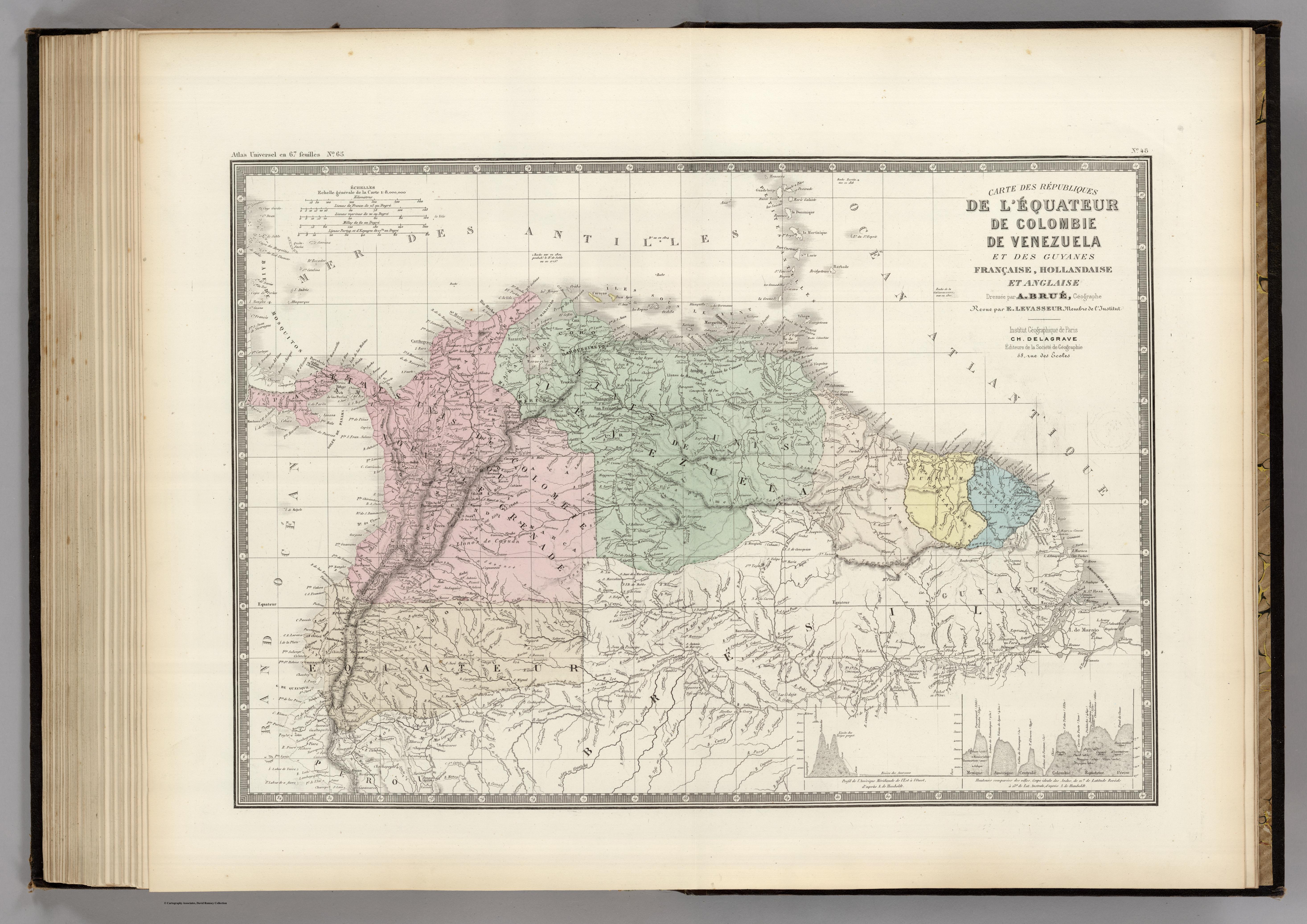 CARTE DES REPUBLIQUES DE L'EQUATEUR;DE COLOMBIE;DE VENEZUELA;ET GUYANES FRANCAISE;HOLLANDAISE;ET ANGLAISE