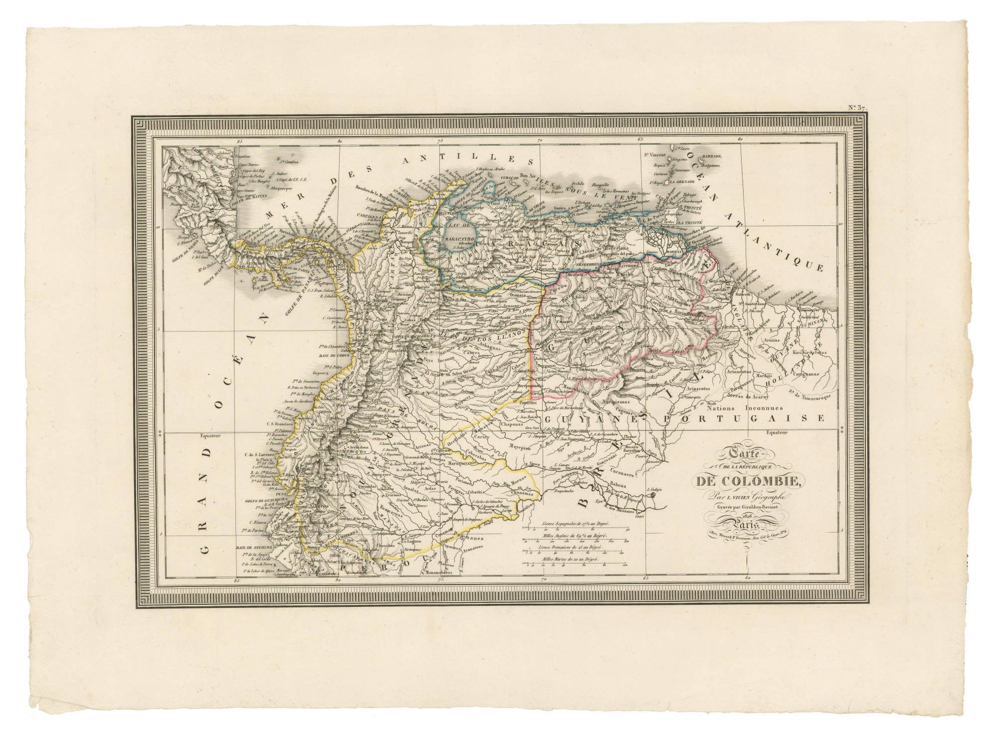 Carte DE LA RÉPUBLIQUE DE COLOMBIE;Par. L. VIVEN Géographe