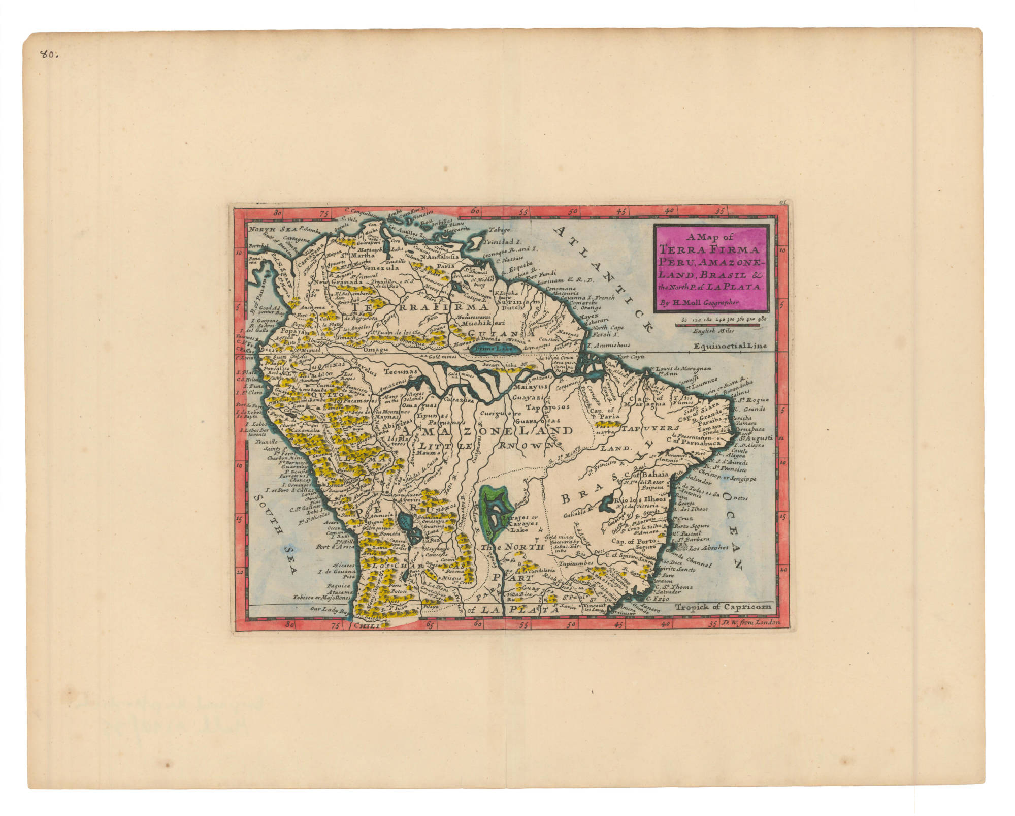 A Map of TERRA FIRMA PERU, AMAZONELAND, BRASIL and the North P. of LA PLATA