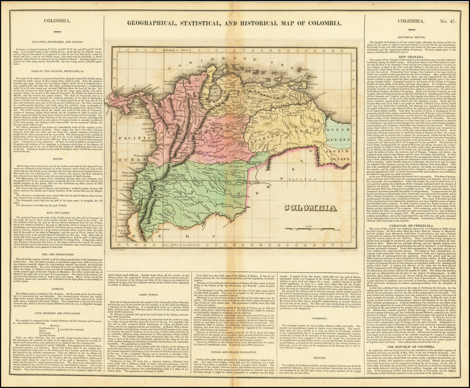 GEOGRAPHICAL, STATISTICAL AND HISTORICAL MAP OF COLOMBIA