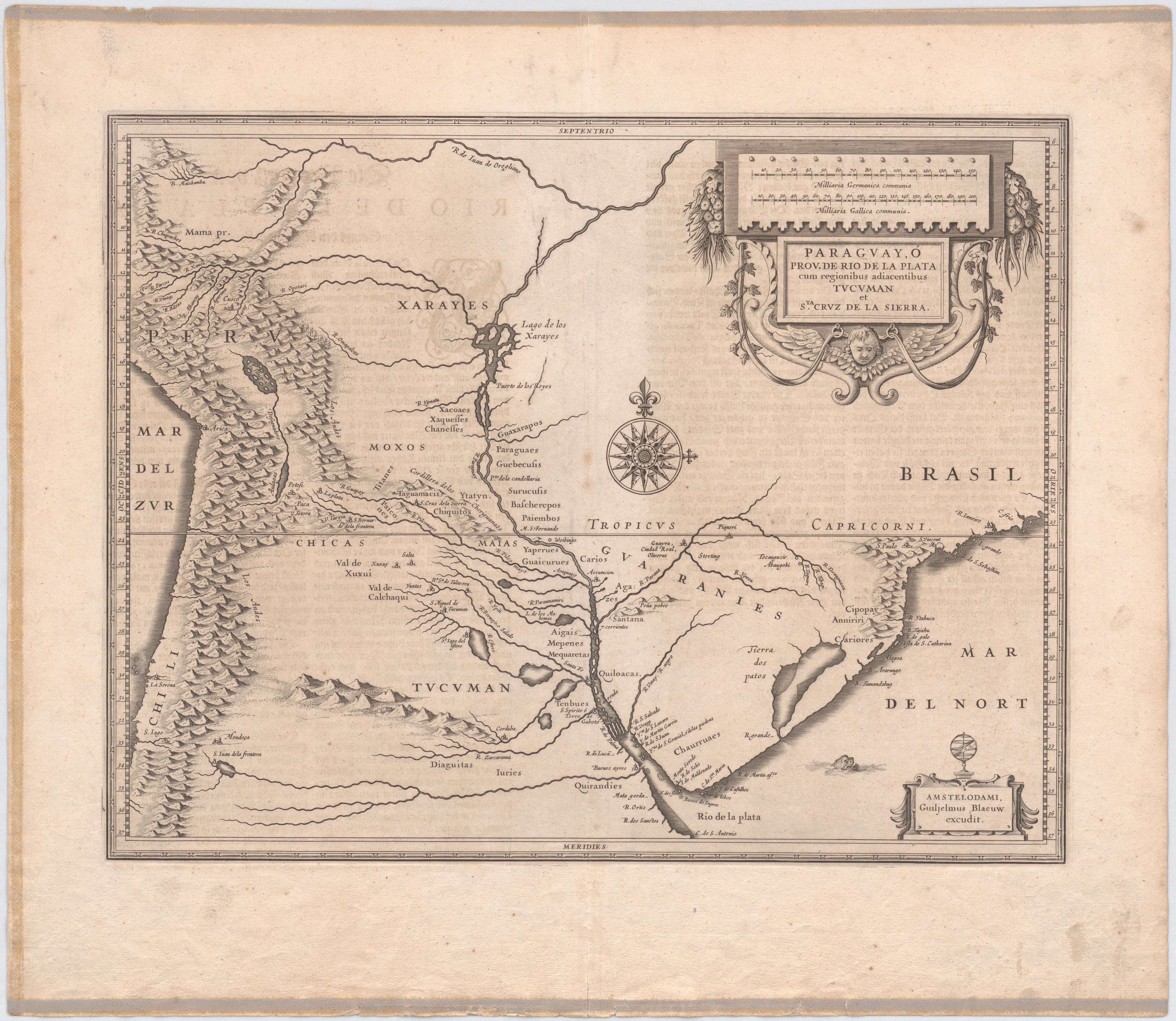 Paraguay, Ó Prov. De Rio De La Plata cum regionibus adiacentibus Tvcvman et Sta. Crvz De La Sierra.