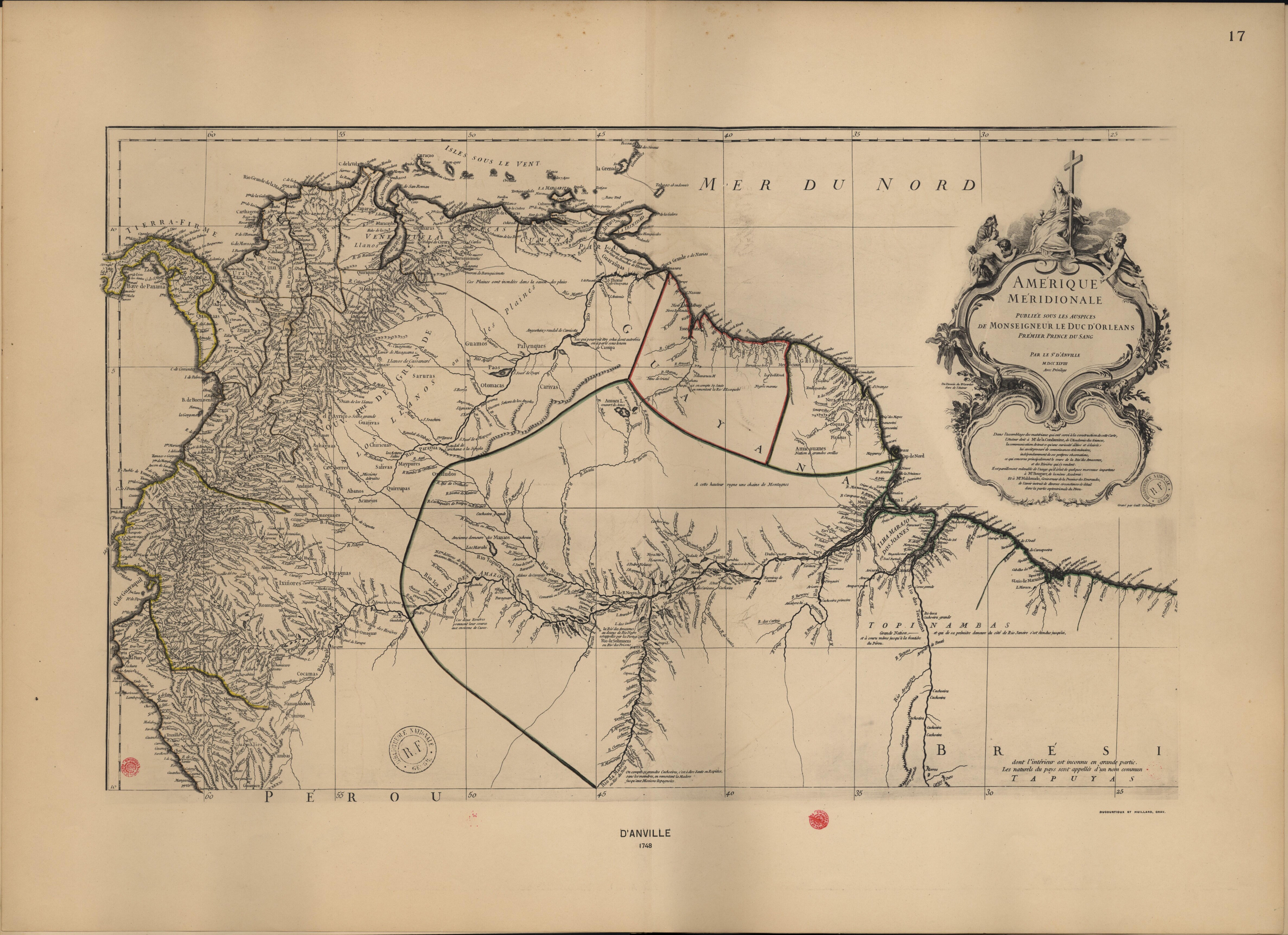 Amérique Méridionale. Publiée sous les auspices de Monseigneur Le Duc d'Orleans.