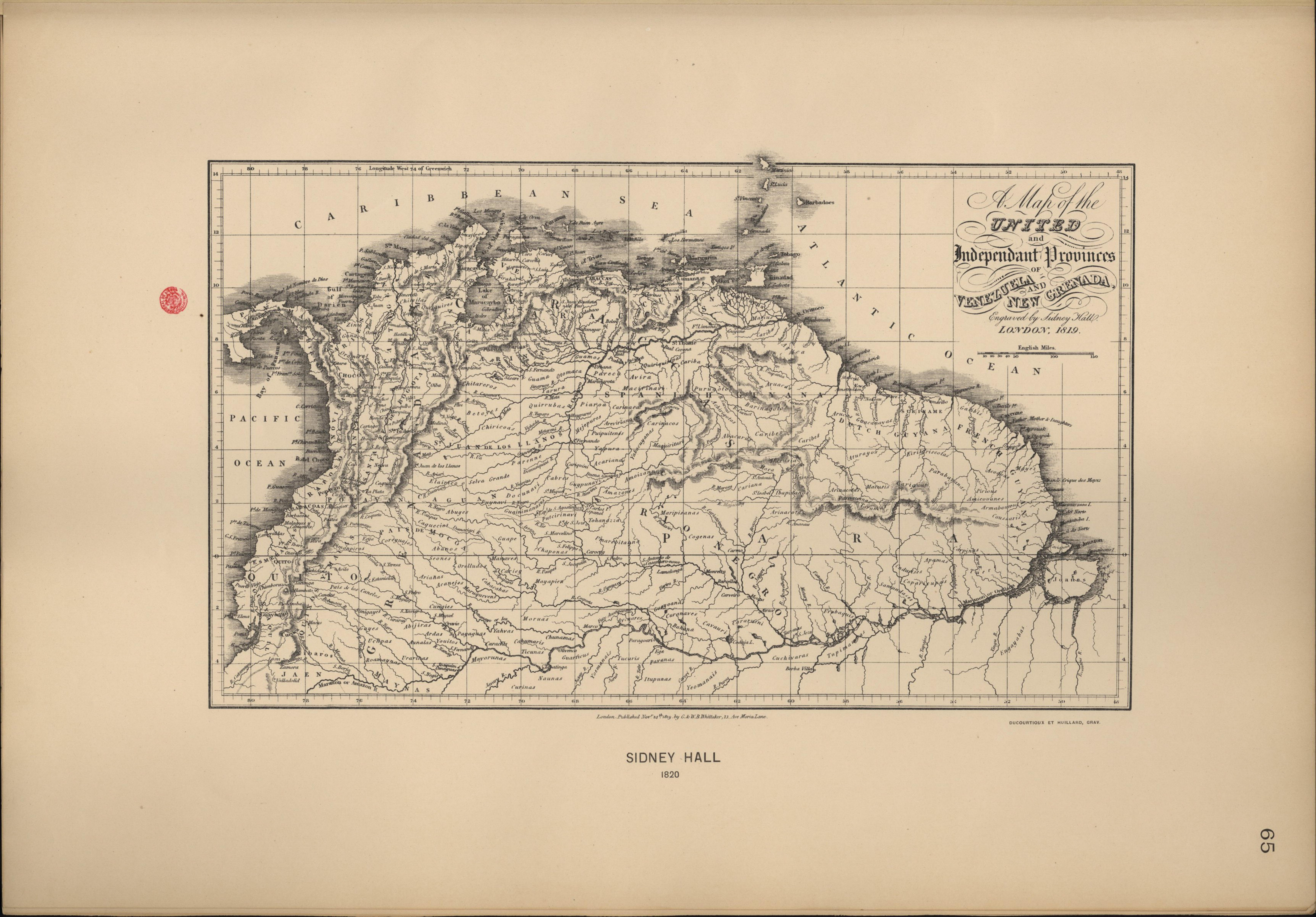 A Map of the United and Independant Provinces of Venezuela and New Grenada.