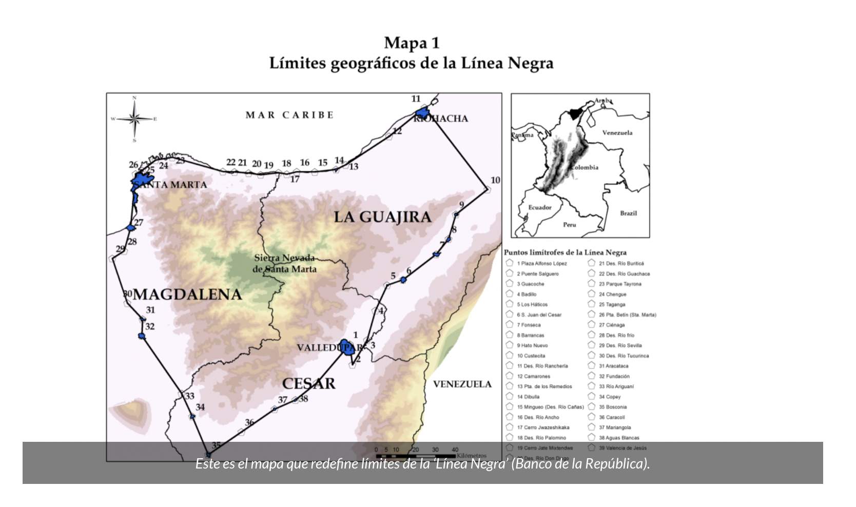 MAPA 1 LÍMITES GEOGRAFICOS DE LA LÍNEA NEGRA