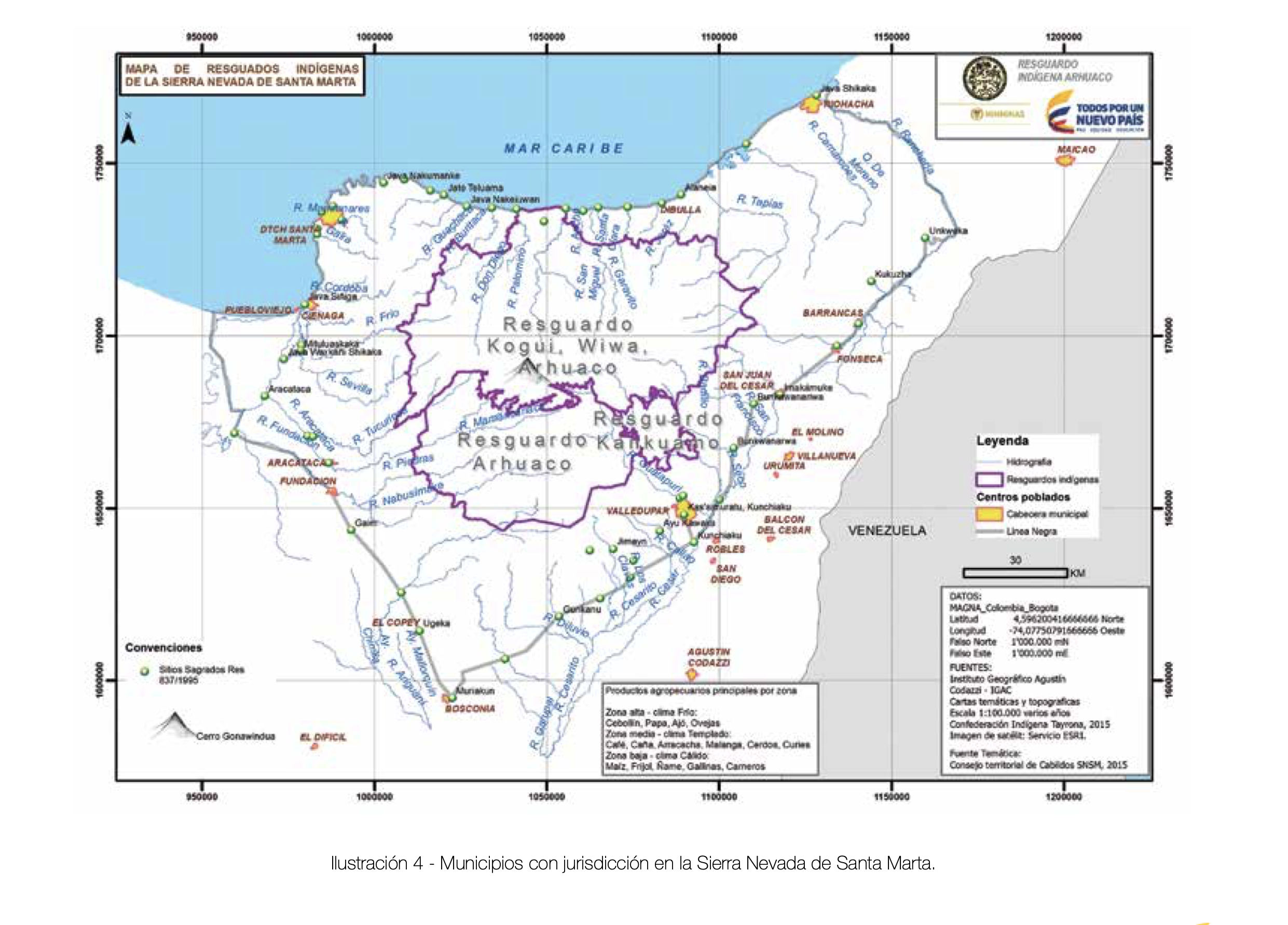 MUNICIPIOS CON JURISDICCION EN LA SIERRA NEVADA DE SANTA MARIA