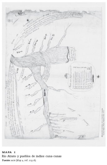 MAPA 1: RIO ATRATO Y PUEBLOS DE INDIOS CUNA-CUNAS