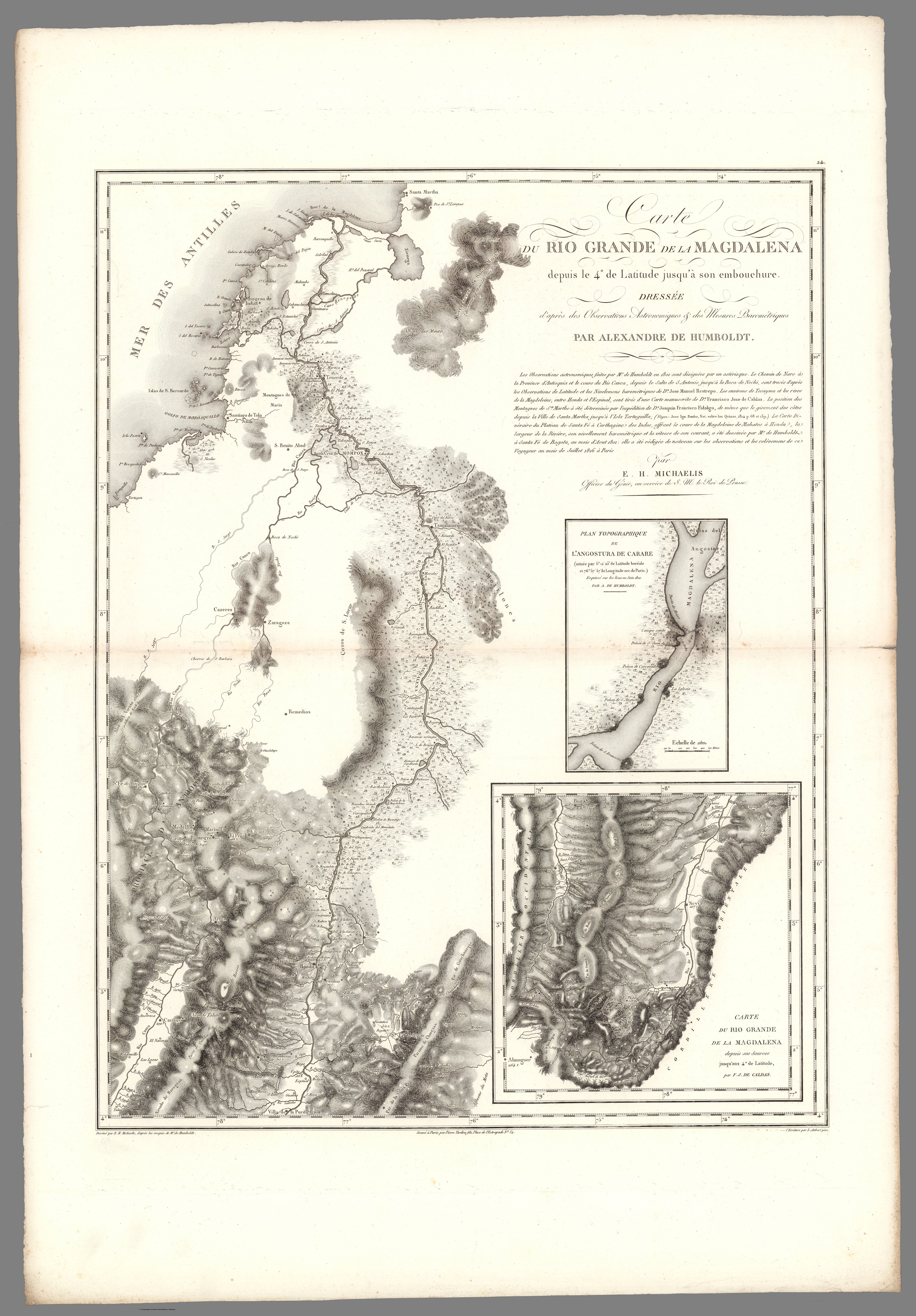 XXIV. Carte du Rio Grande de la Magdalena, depuis ses sources jusqu'a son embouchure.