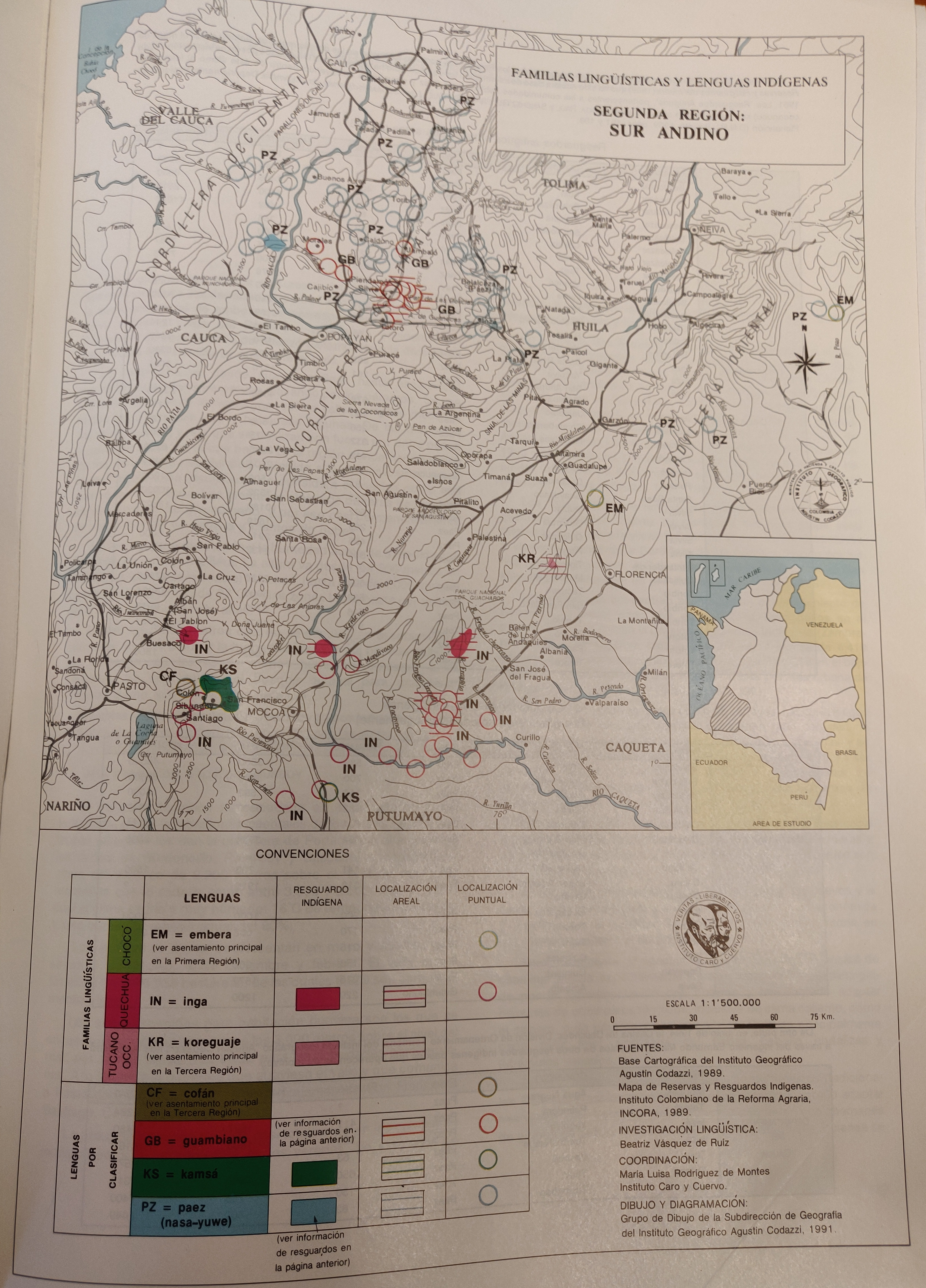 FAMILIAS LINGUISTICAS Y LENGUAS INDIGENAS - SEGUNDA REGION: SUR ANDINO