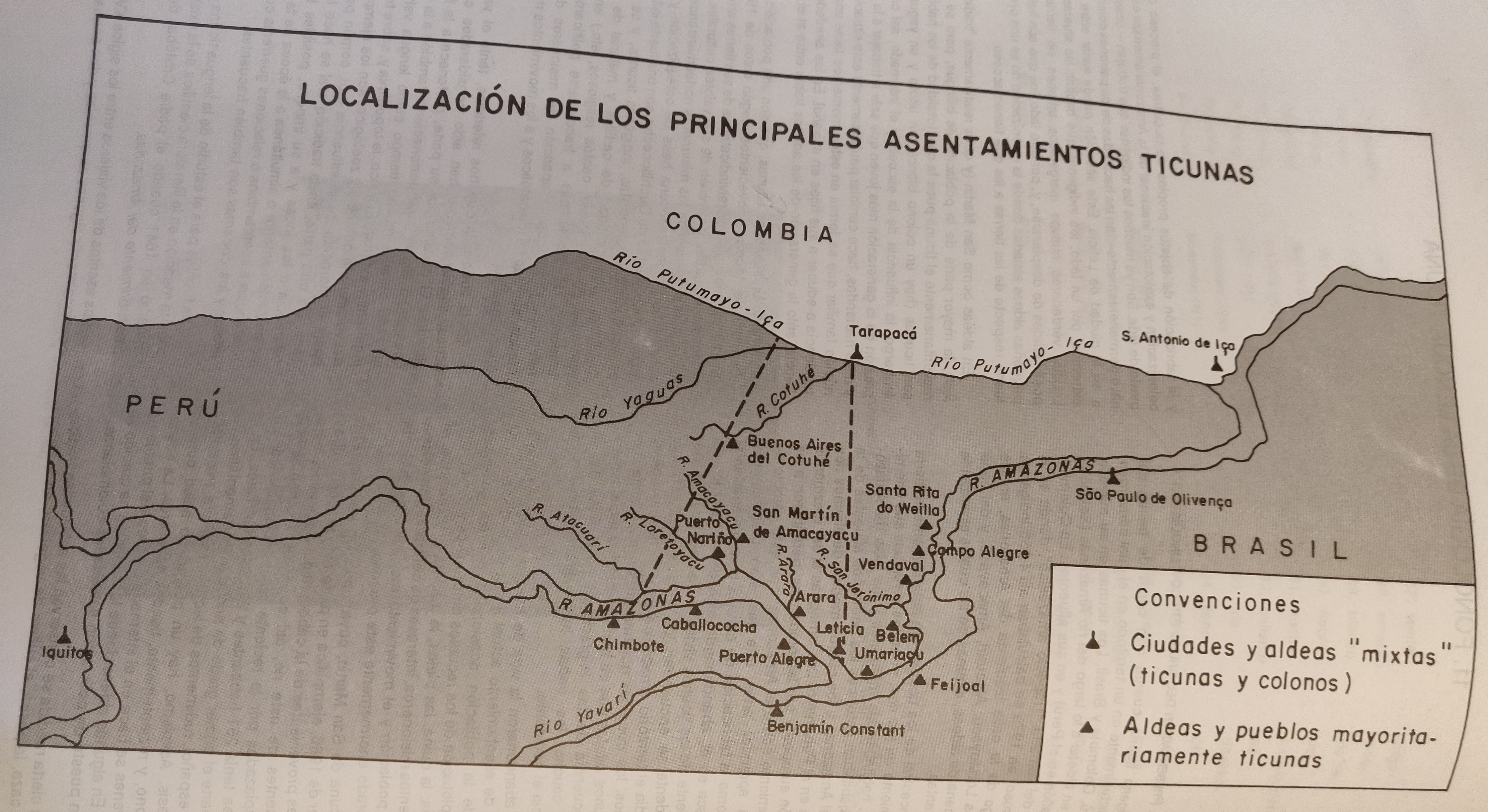 LOCALIZACIÓN DE LOS PRINCIPALES ASENTAMIENTOS TICUNAS