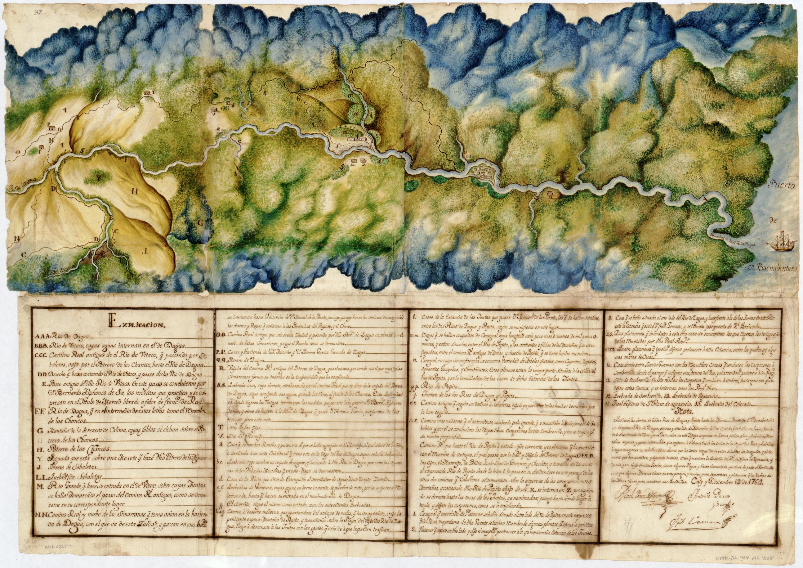 Manuscript Map of the Dagua River Region