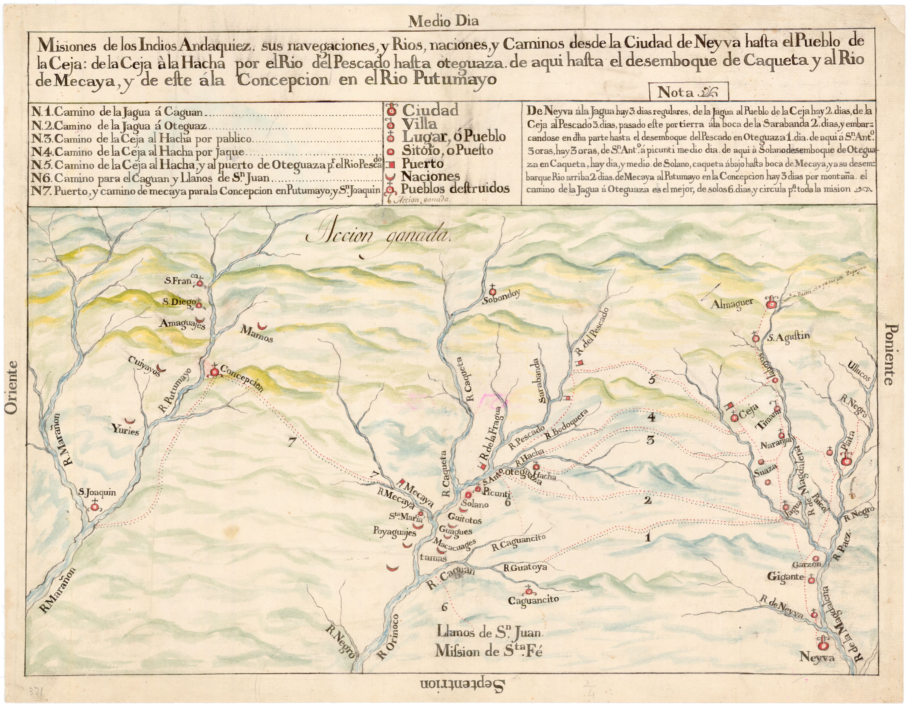 Misiones de los Indios Andaquiez  : sus navegaciones, y Ríos, naciones, y Caminos desde la Ciudad de Neyva hasta el Pueblo de la Ceja, y de este ála Concepción en el Río Putumayo