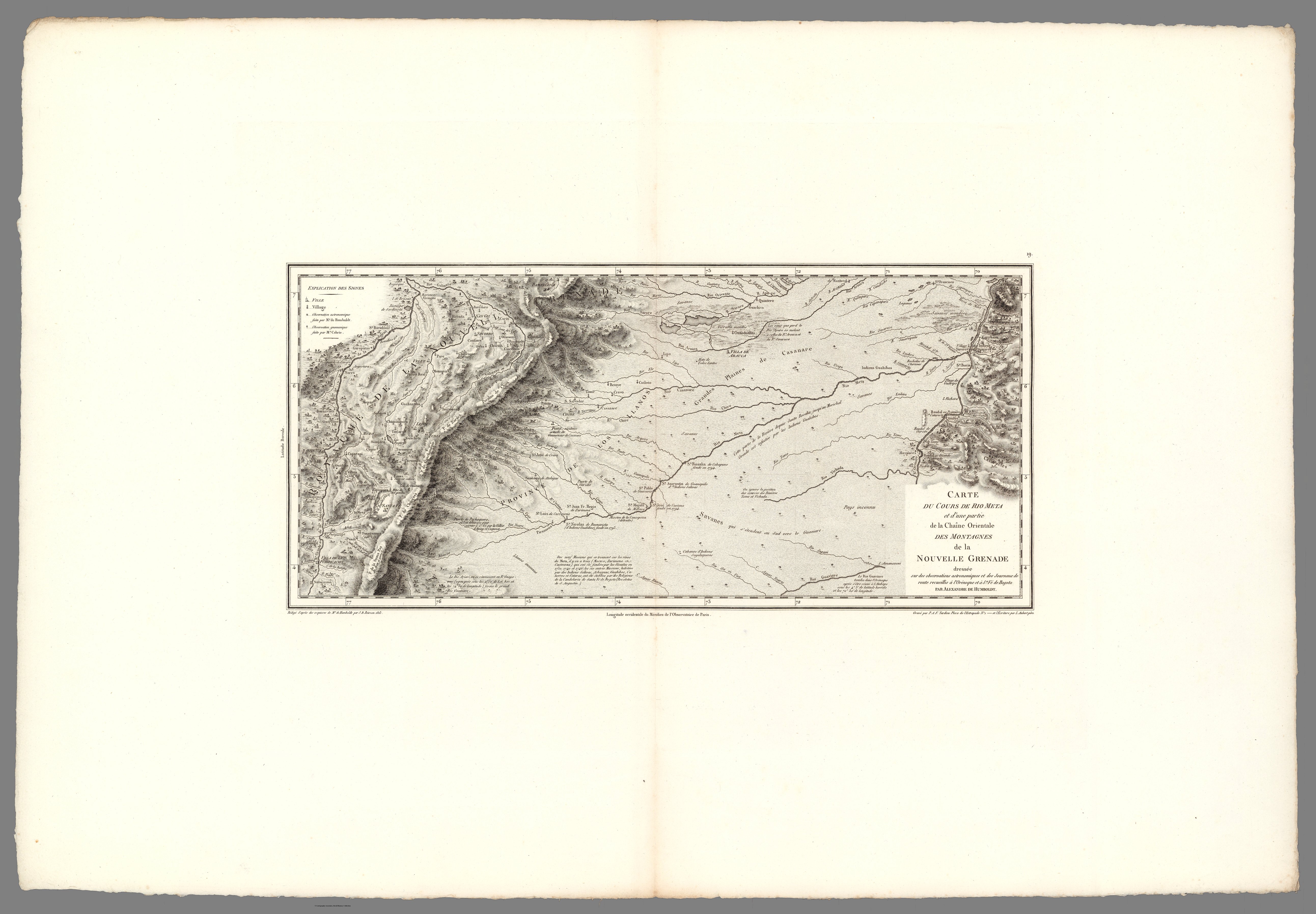 XIX. Cours du Rio Meta et d'une partie de la chaine de montagnes de la Nouvelle-Granade.