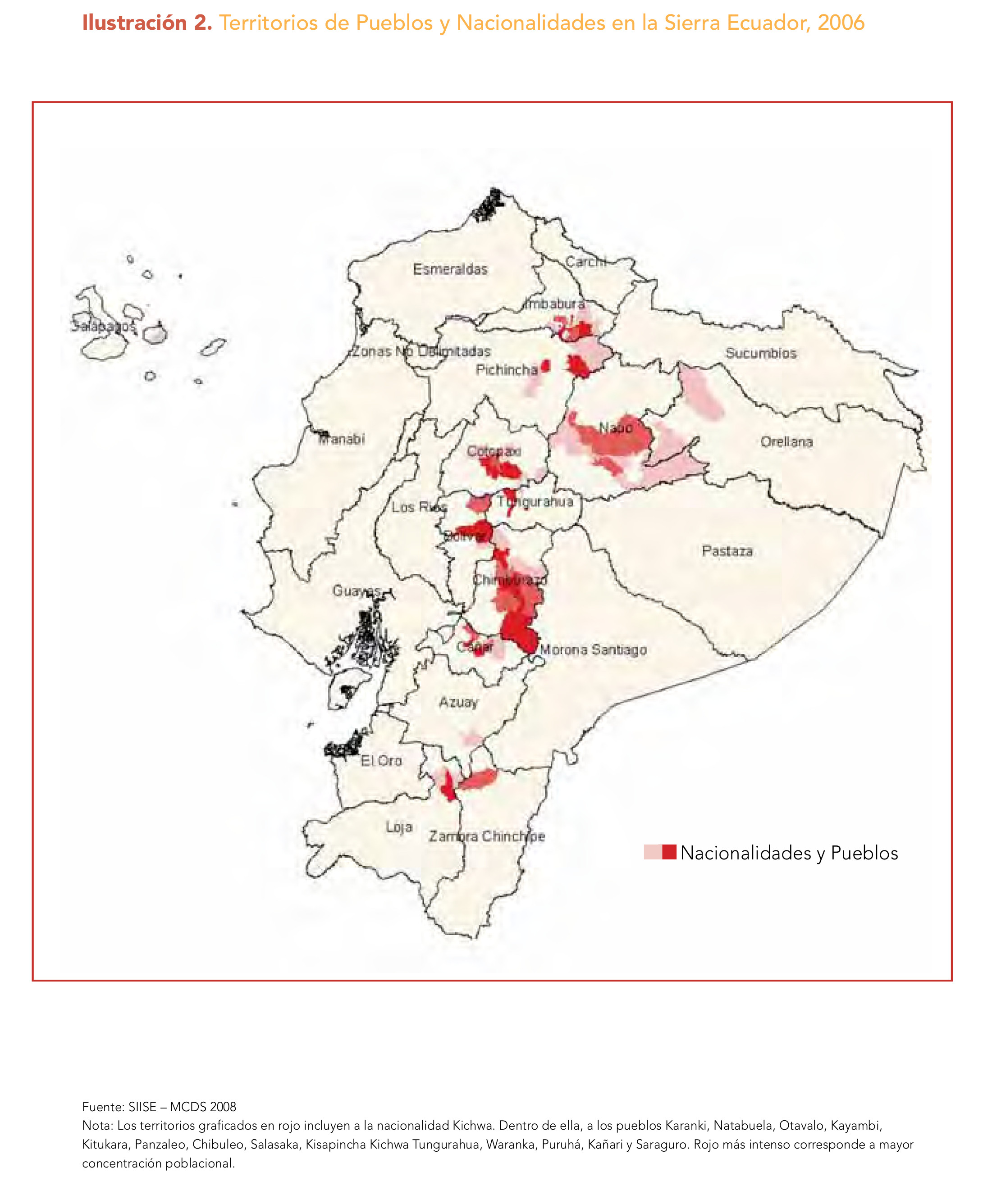 Ilustración 2. Territorios de Pueblos y Nacionalidades en la Sierra Ecuador;2006