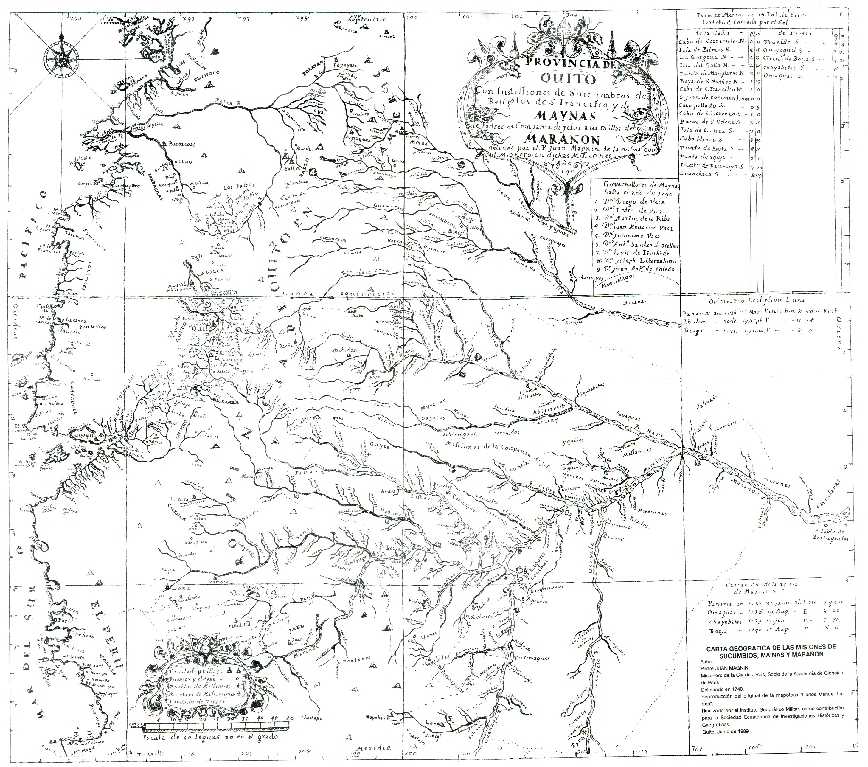 CARTA GEOGRAFICA DE LAS MISIONES DE SUCUMBIOS;MAINAS Y MARAÑON