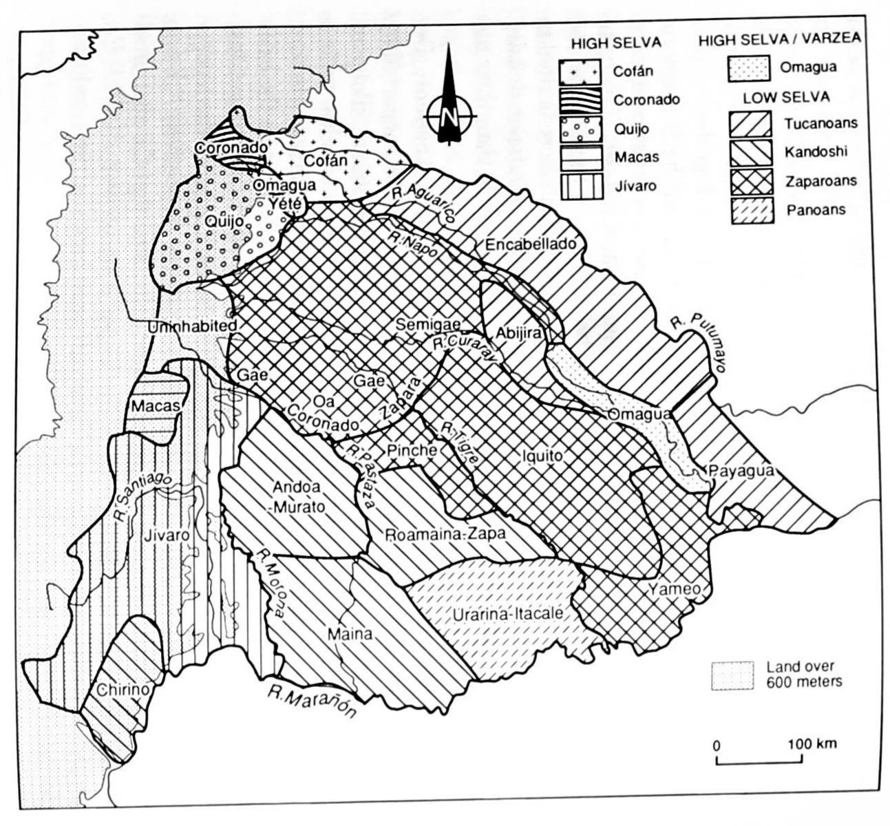 MAP 4. DISTRIBUTION OF ETHNIC GROUPS IN THE ORIENTE ON THE EVE OF SPANISH CONQUEST