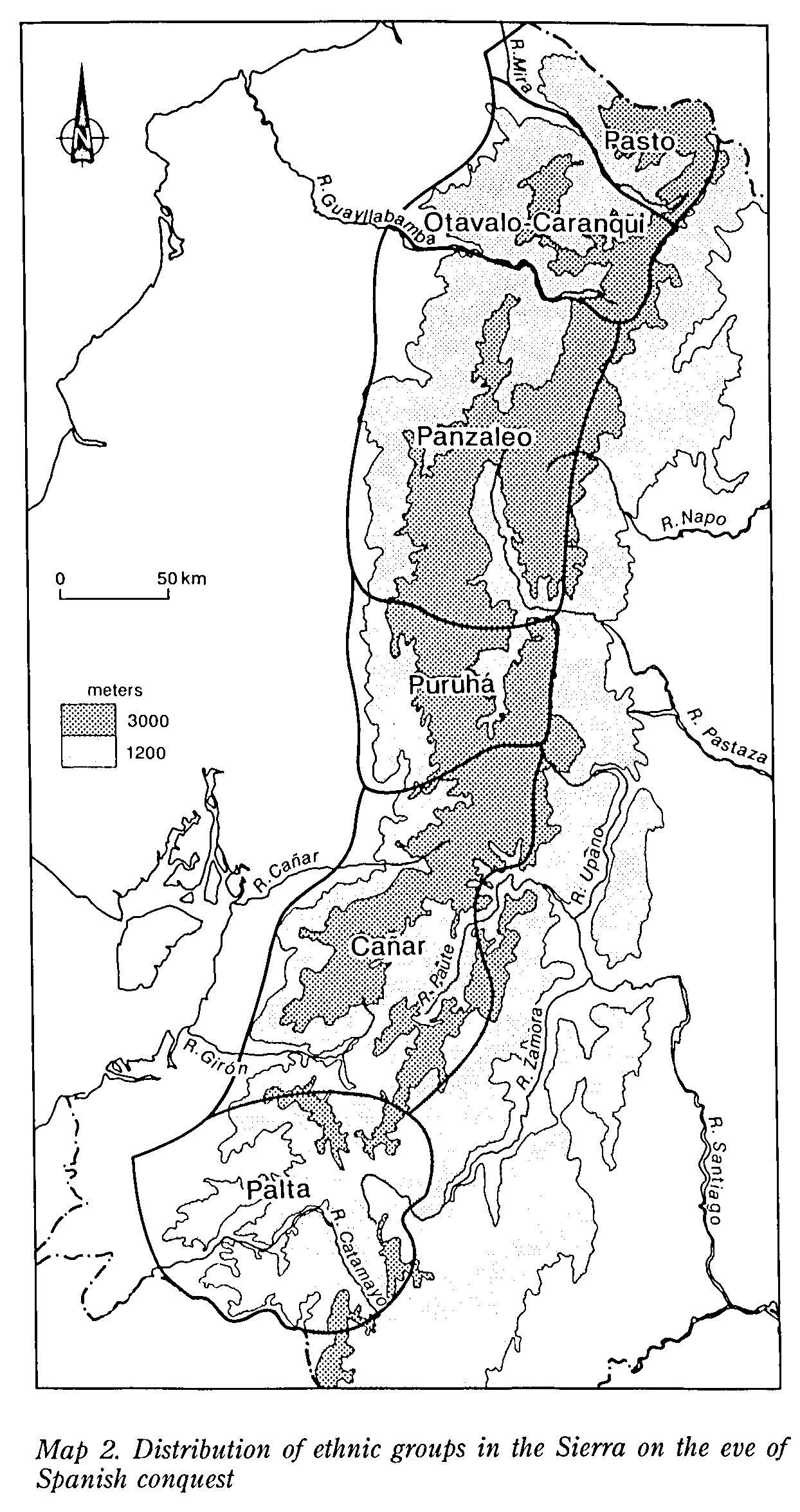 MAP 2. DISTRIBUTION OF ETHNIC GROUPS OF THE SIERRA ON THE EVE OF SPANISH CONQUEST