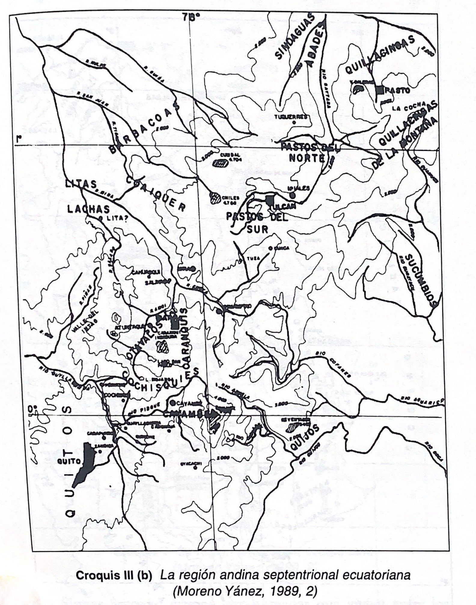 Croquis III. (b) La región andina septentrional ecuatoriana (Moreno Yanez;1989;2)