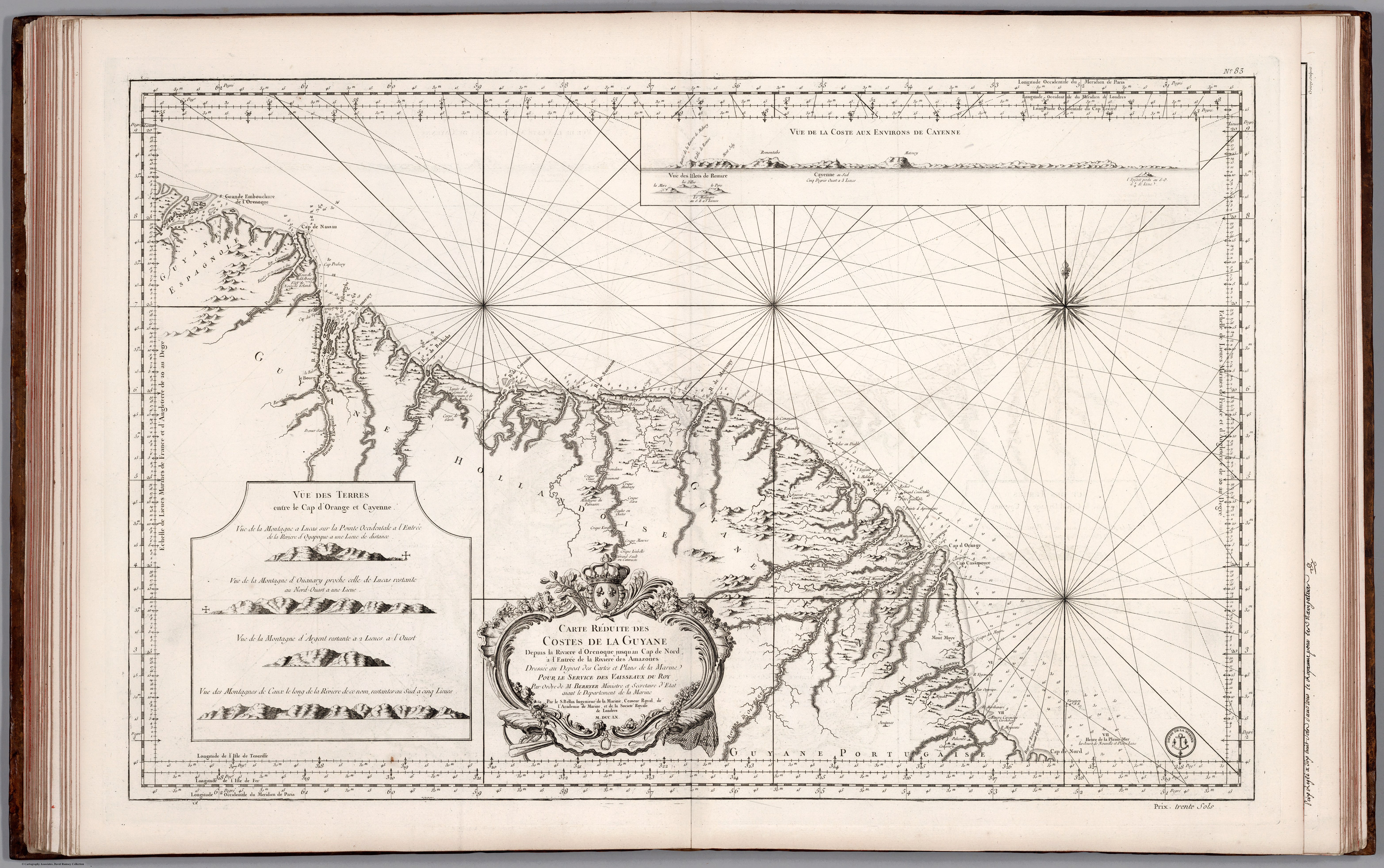 Carte Réduite des Costed de la Guyane Despuis la Riviere d'Orenoque jusqu'au Cap de Nord à l'Entrée de la Riviere des Amazones.