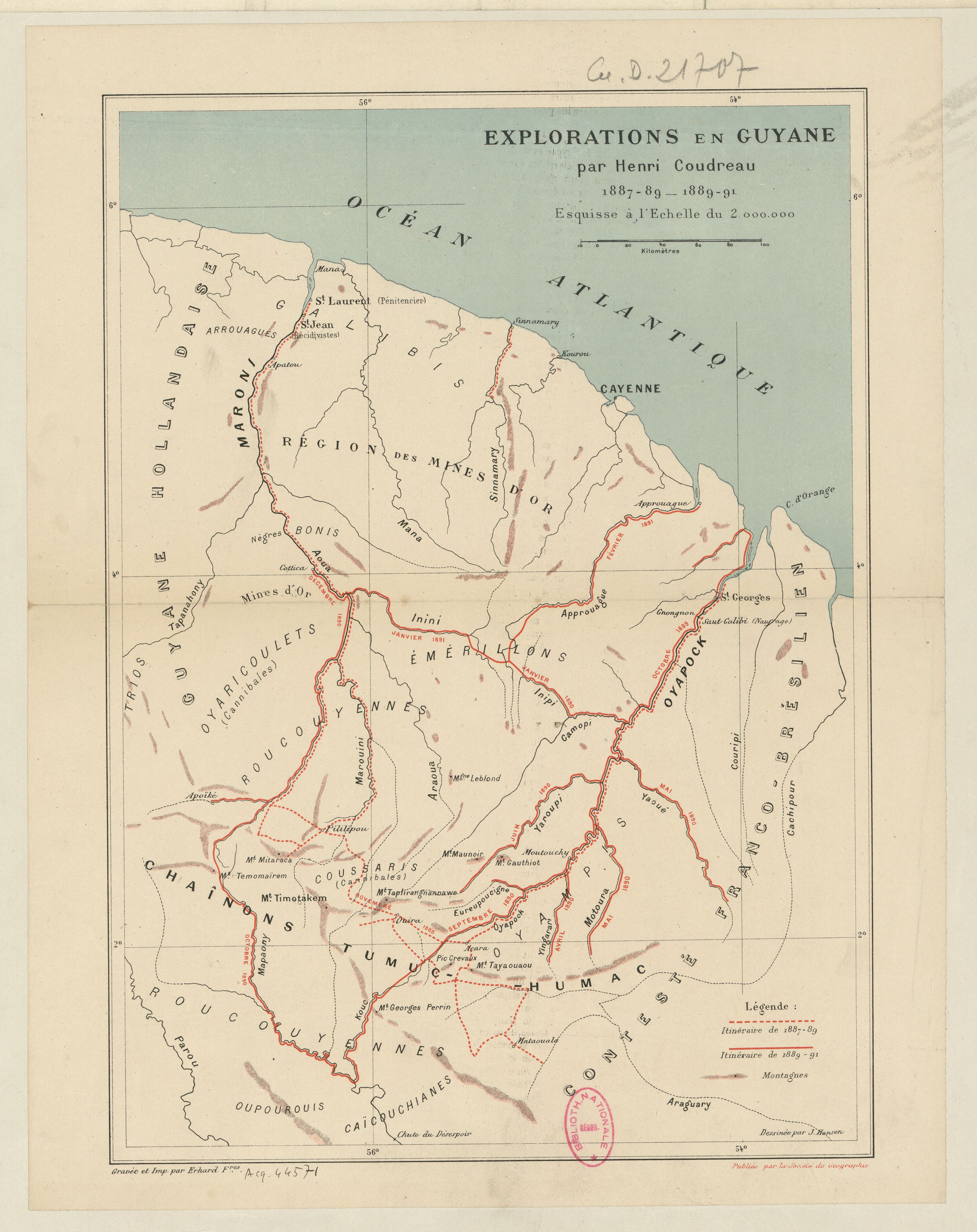 Explorations de la Guyane par Henri Coudreau, 1887-89, 1889-91.