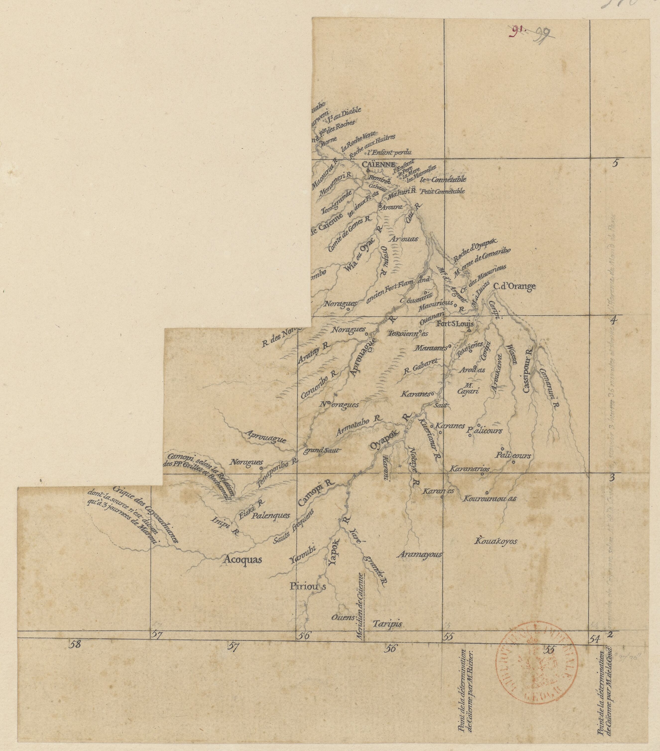 [Guyane française entre l'île du Diable, le Cassipour, et les Sources de l'Oyapok / par Jean-Baptiste d'Anville]