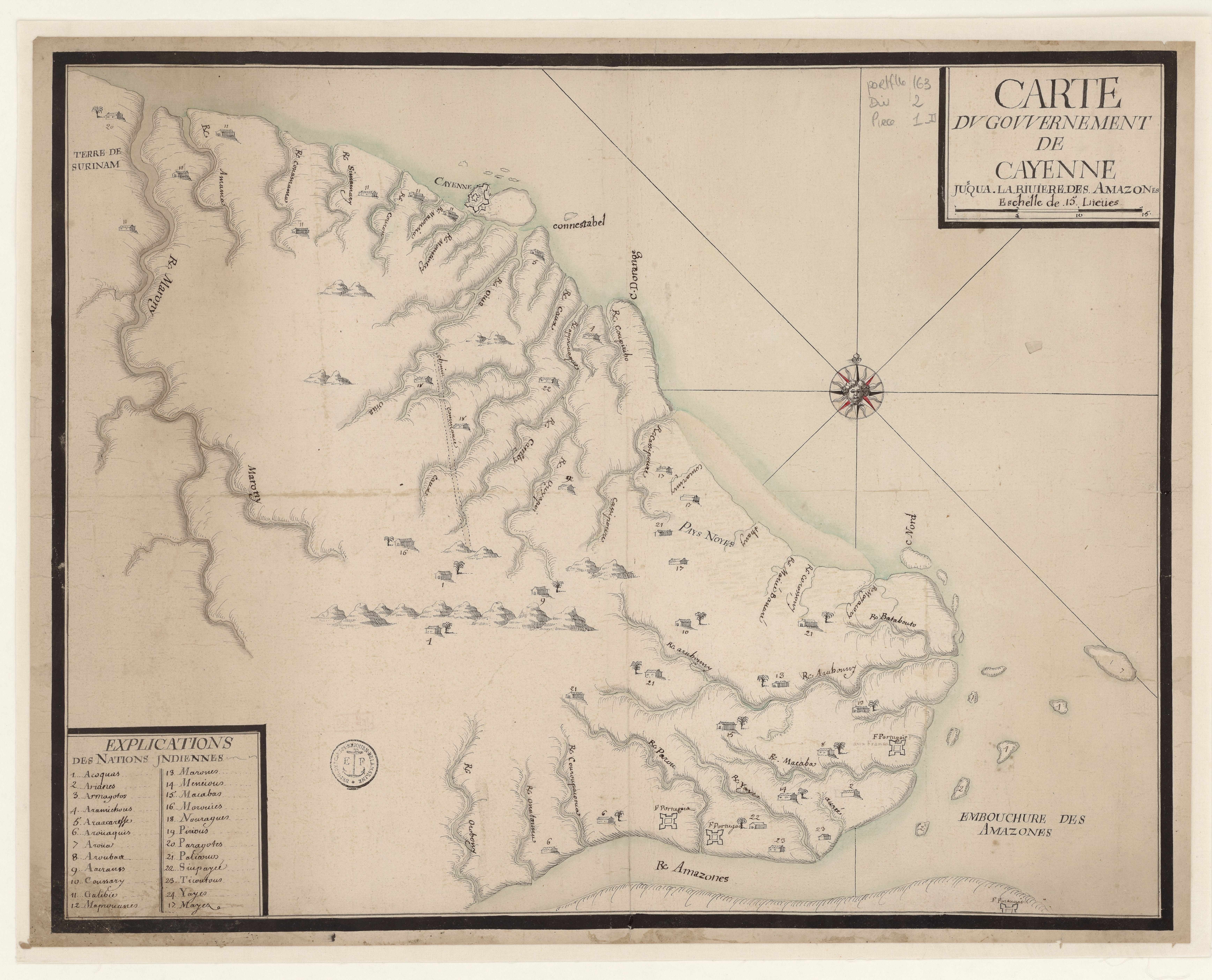 Carte du gouvernement de Cayenne jusqu'à la rivière des Amazones.