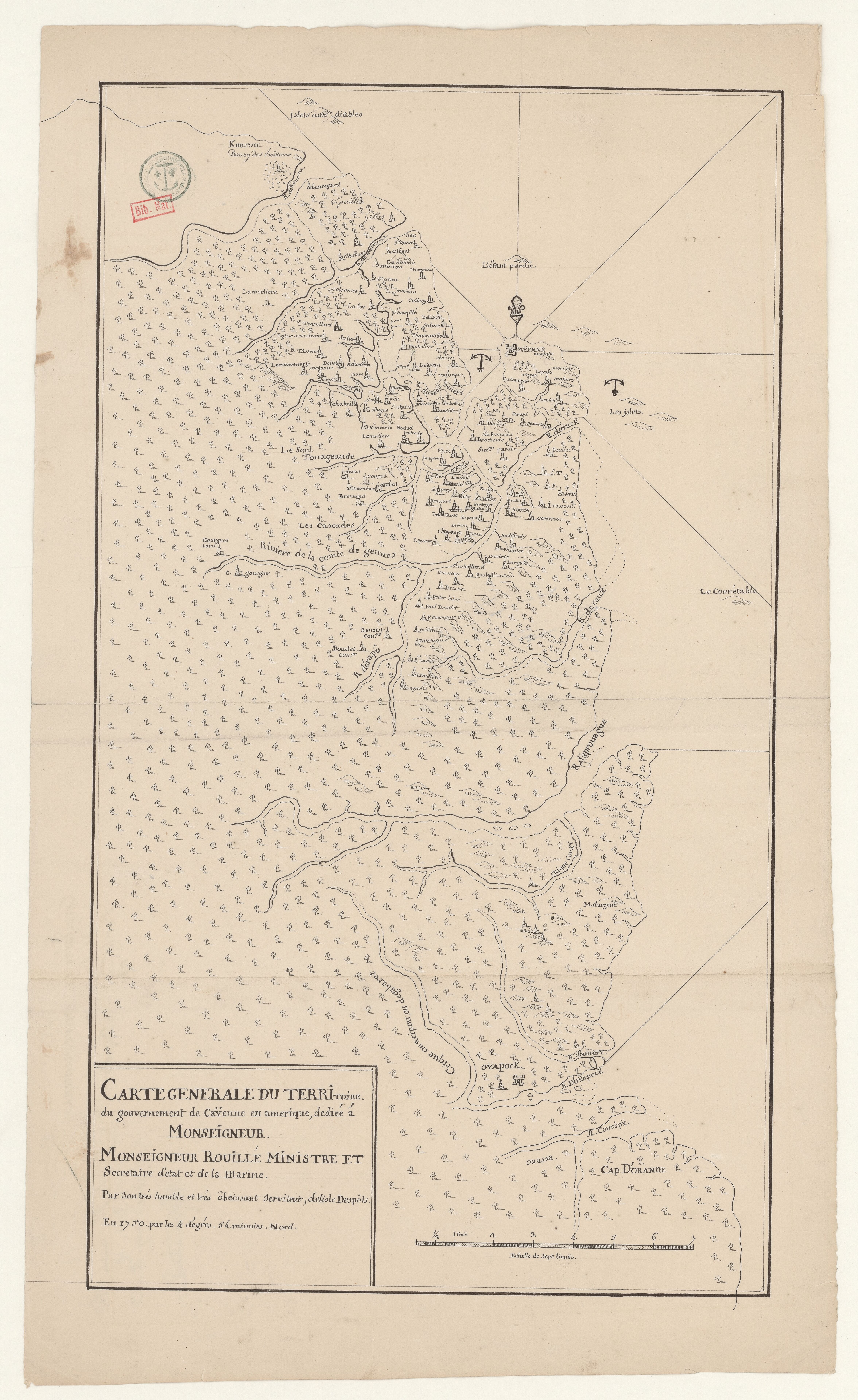 Carte générale du territoire du gouvernement de Caÿenne en amerique