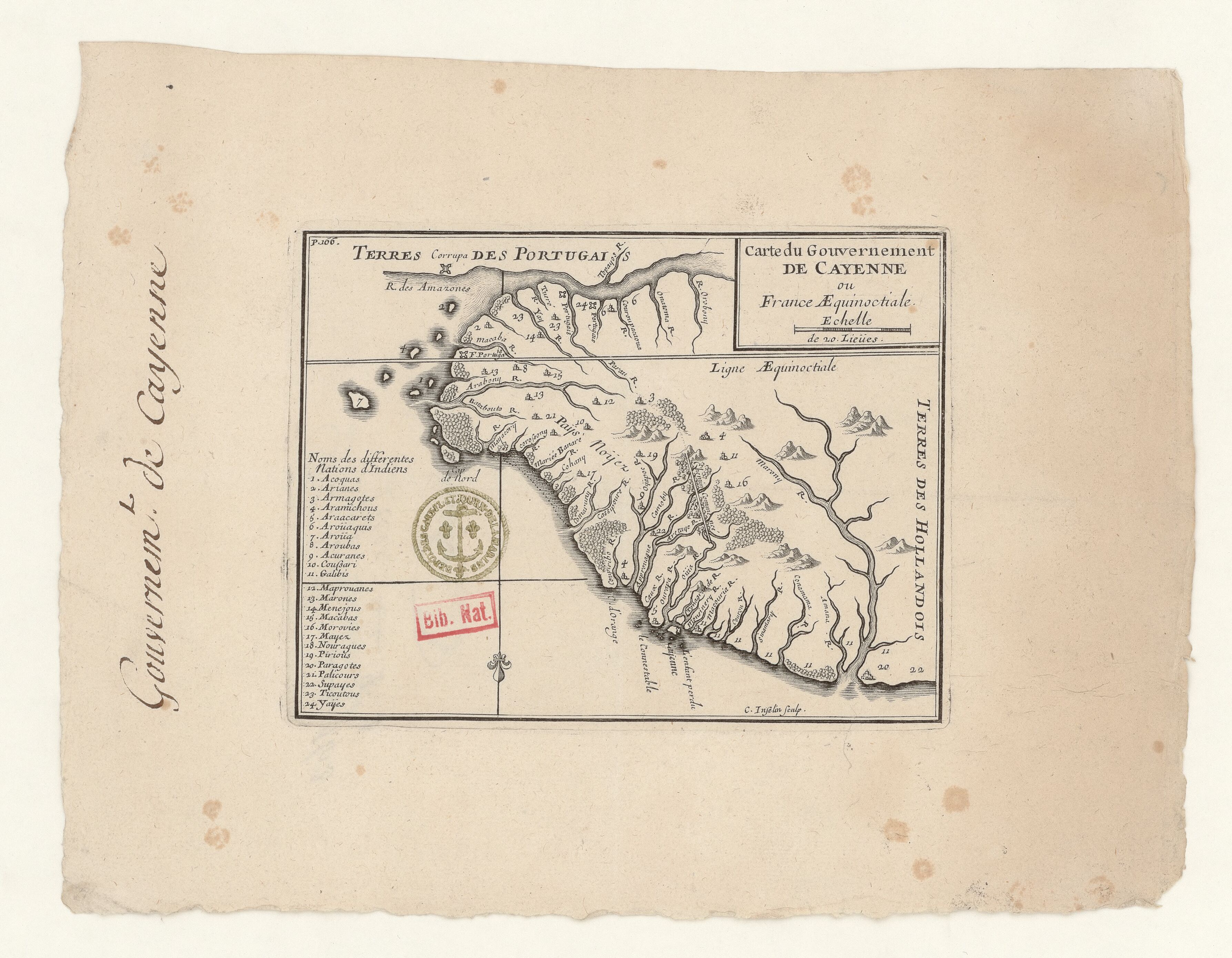 Carte du Gouvernement de Cayenne ou France Aequinoctiale.