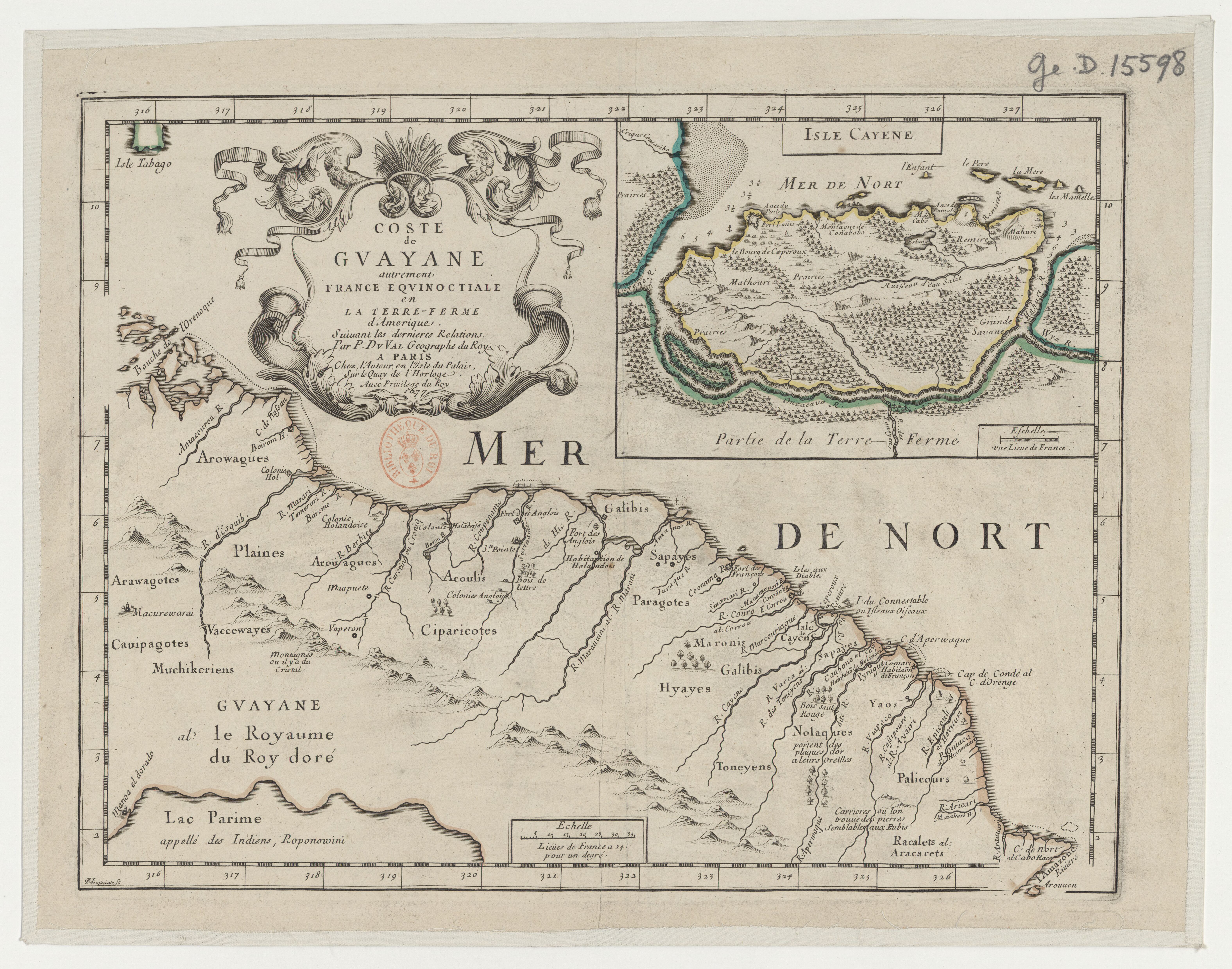 Coste de Guayane autrement France equinoctiale en la Terre Ferme d'Amérique.