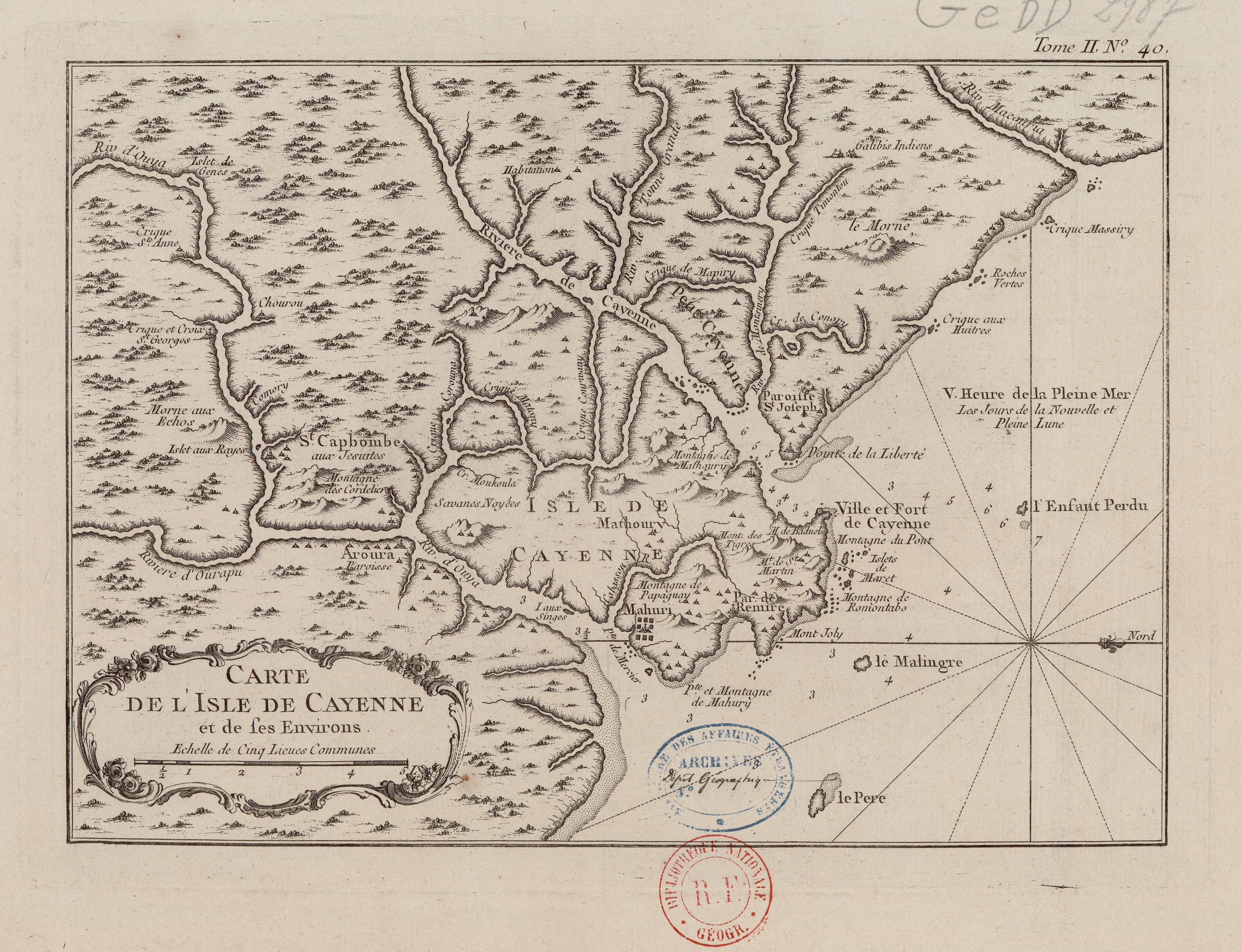 Carte de l'Isle de Cayenne et de ses environs