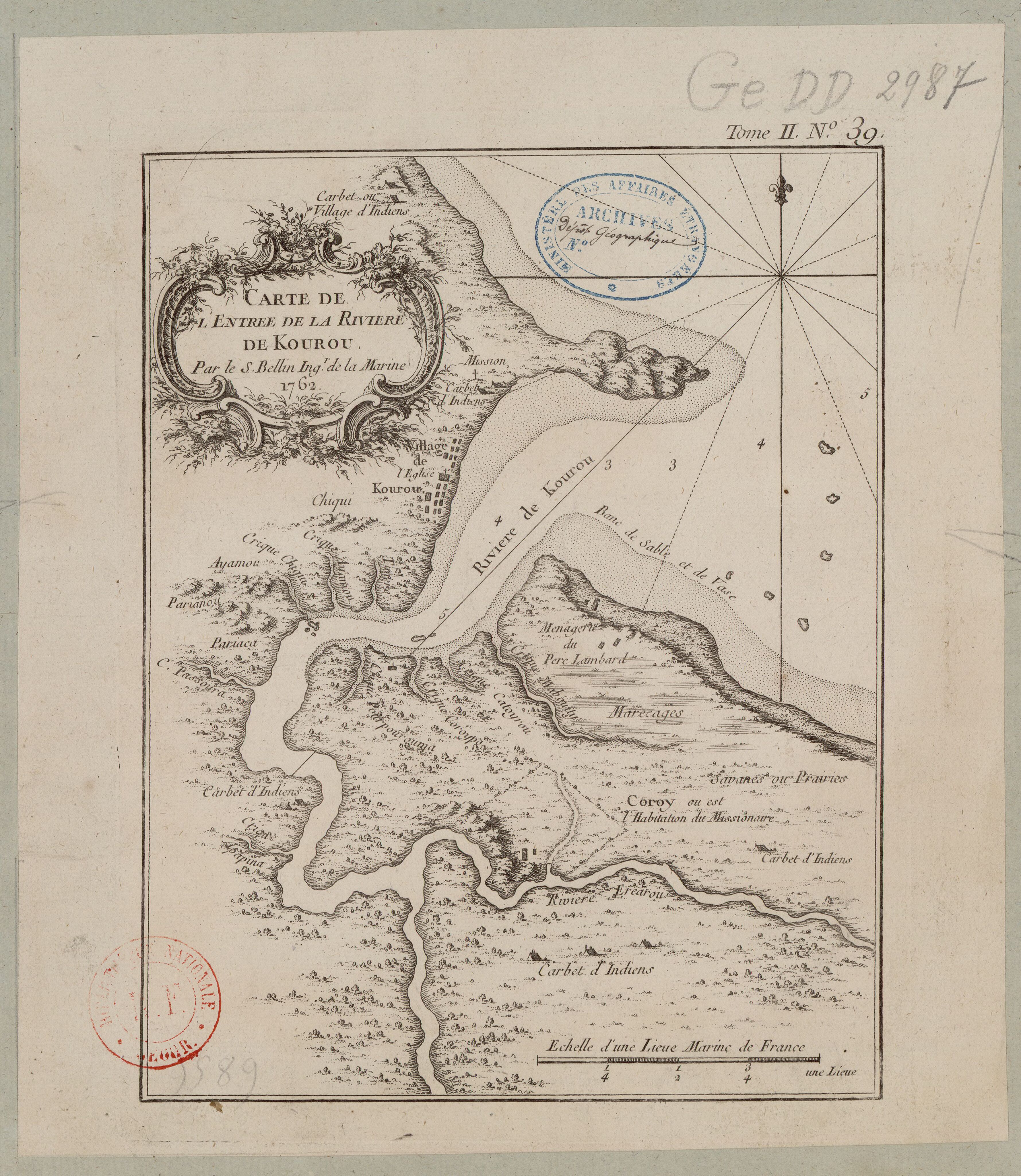 Carte de l'entrée de la Rivière de Kourou.