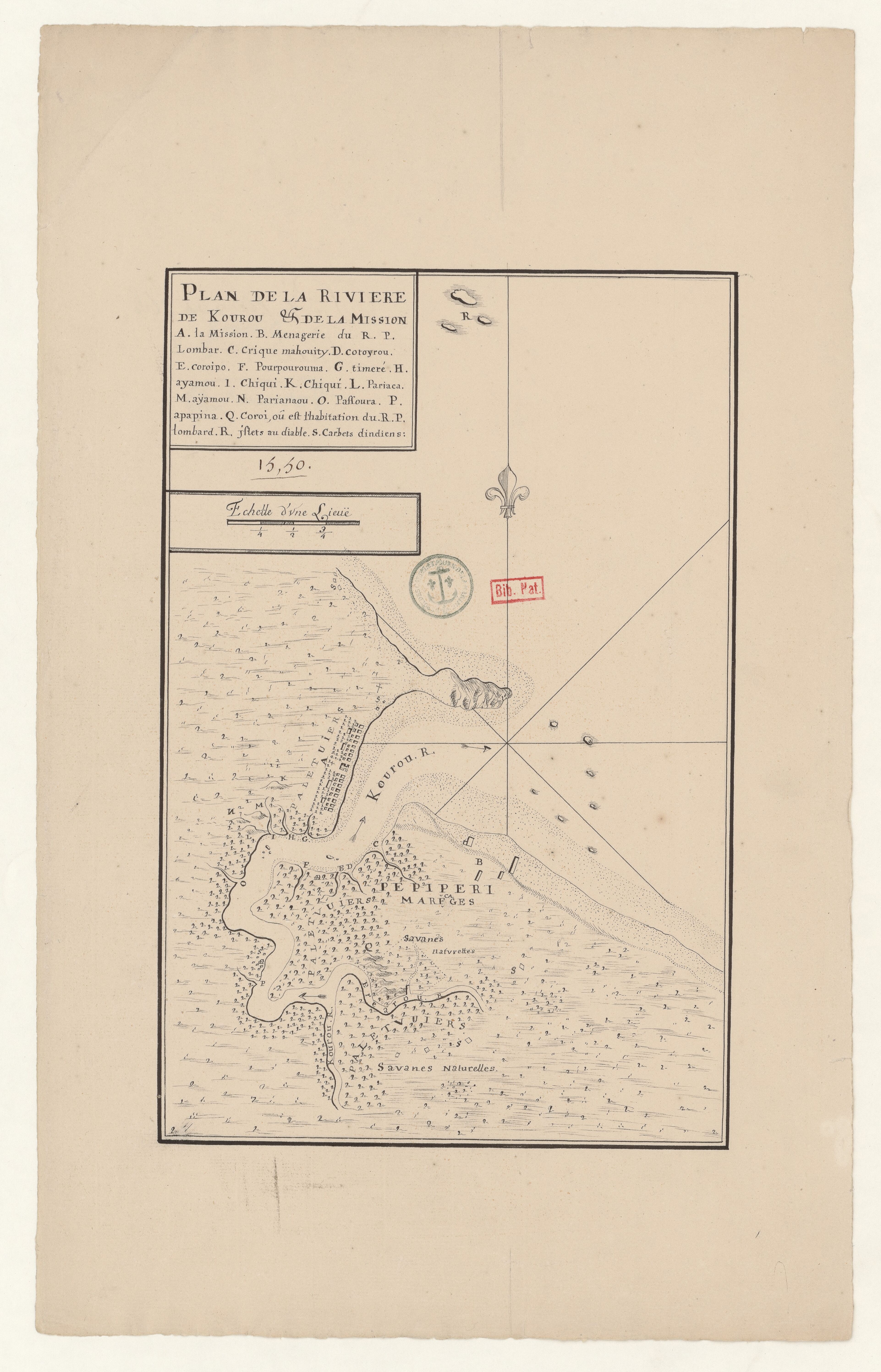 Plan de la Rivière de Kourou et de la mission.